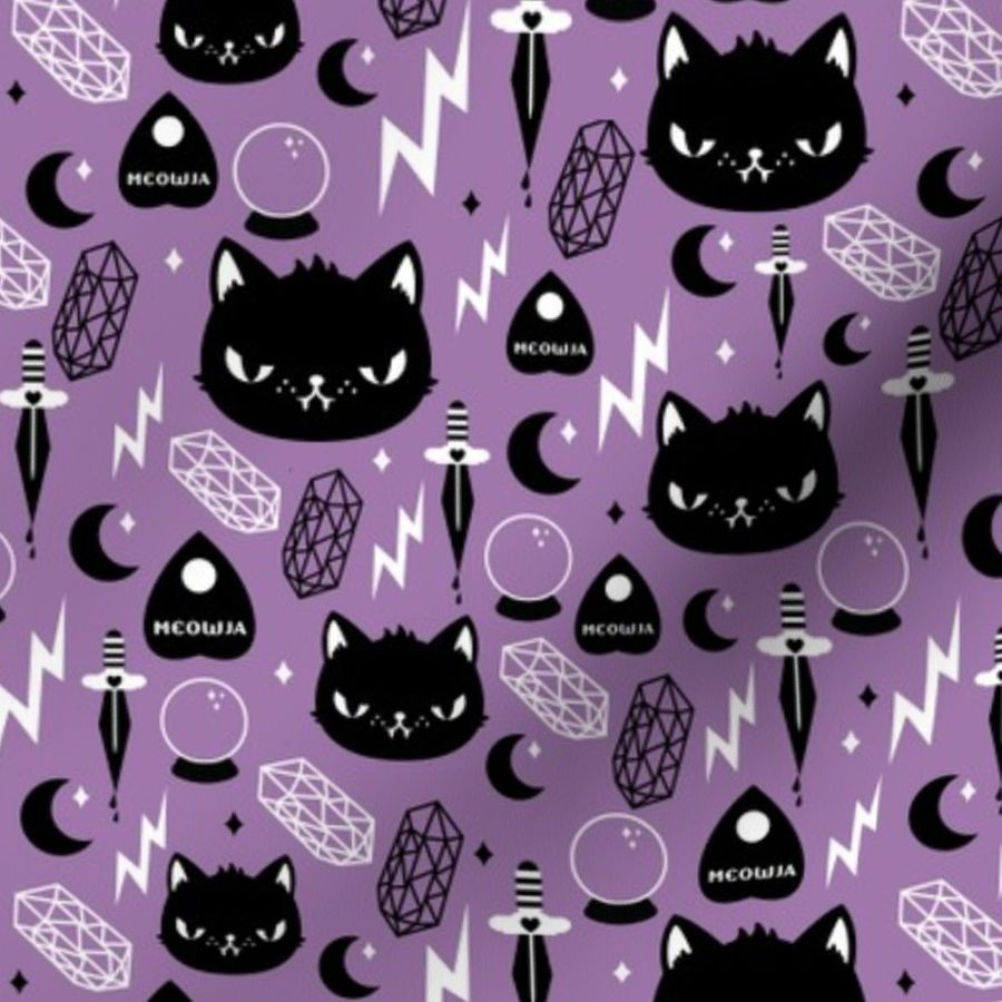 Cat Magic. Cat fabric, Goth wallpaper, Pastel goth background