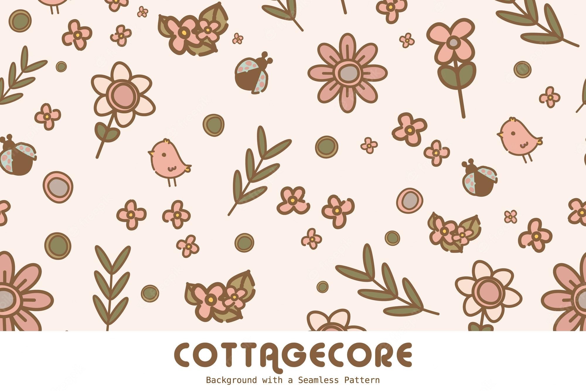 Premium Vector. Cottagecore scandinavian aesthetic wallpaper background seamless pattern pastel color illustration