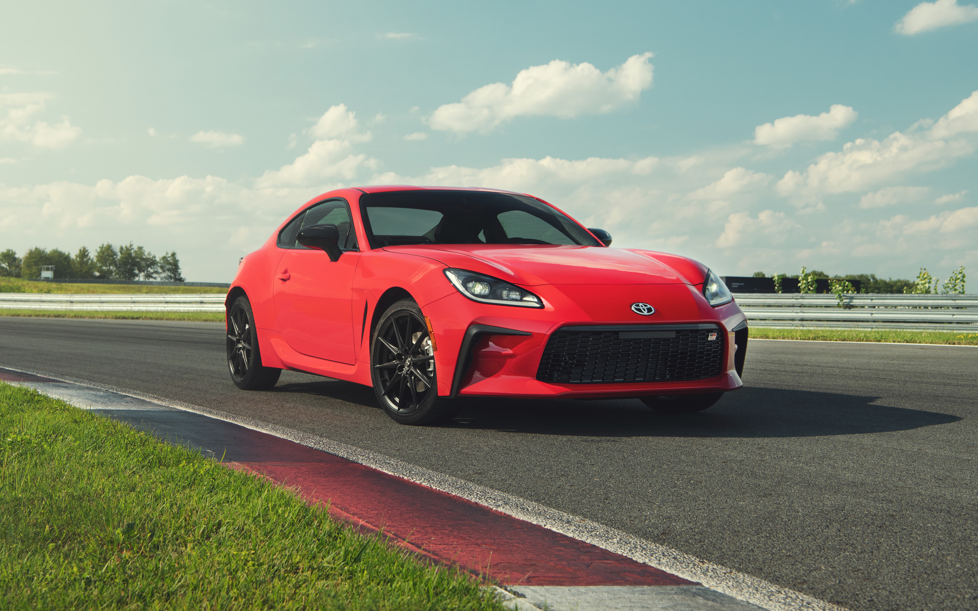 Download wallpaper 2022, Toyota GR 86, 4k, front view, exterior, red sports coupe, new red GR 86, USA version, Japanese sports cars, Toyota for desktop with resolution 3840x2400. High Quality HD picture wallpaper