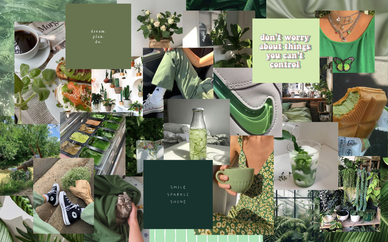 Sage Green Collage Wallpaper Free Sage Green Collage Background