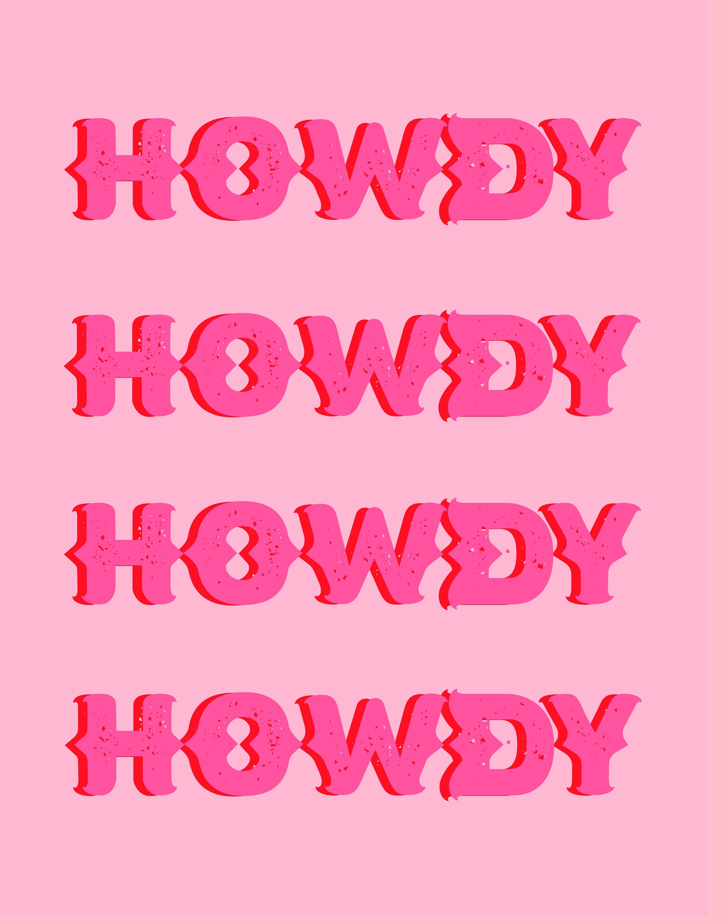 Howdy Pink Wall Art Digital Download Instant Graphic Pink