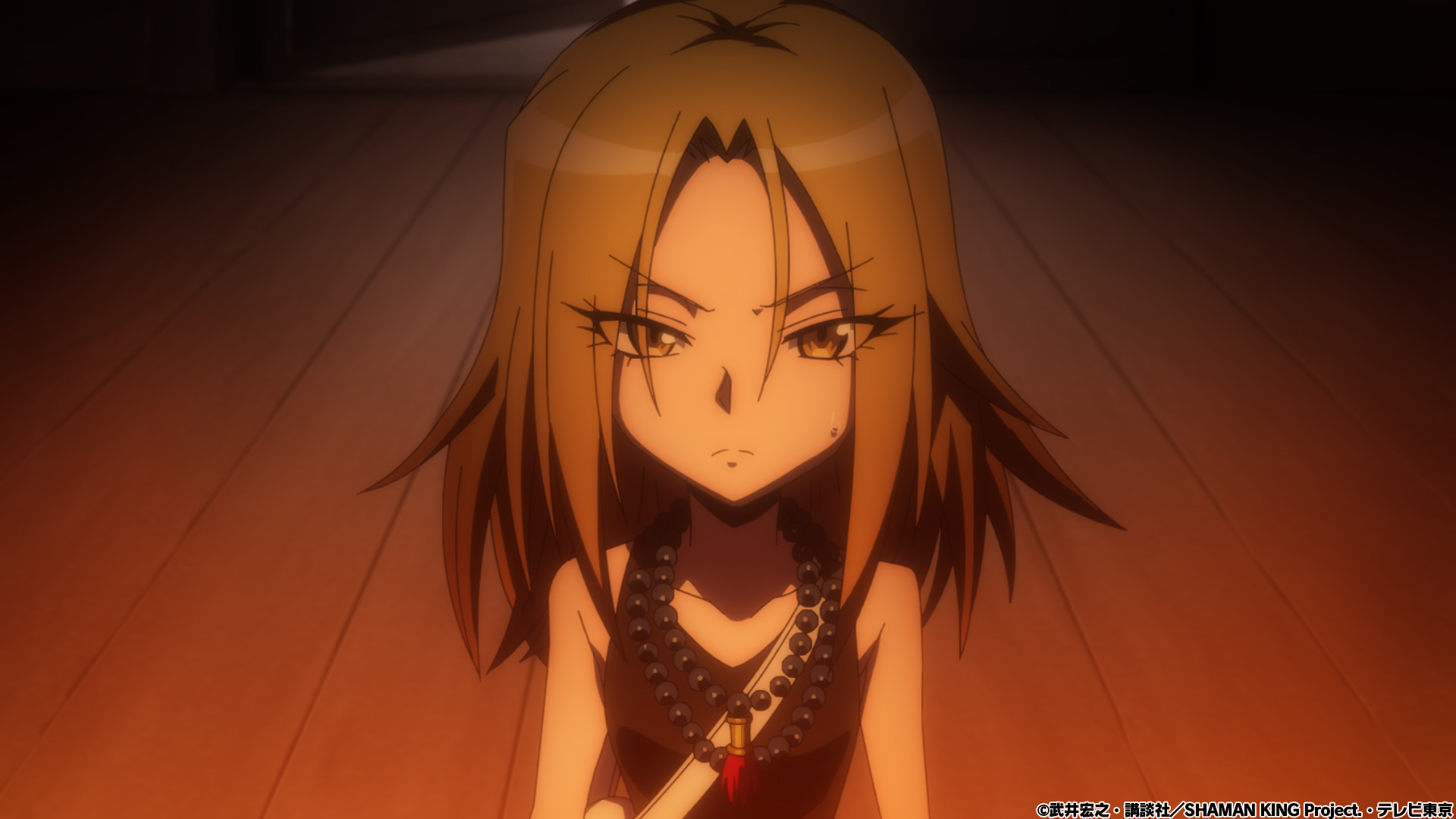 The synopsis and scene previews for the 15th episode of TV anime Shaman King have been revealed: Anna is entrusted with delivering to Yoh the Chō-Senjiryakketsu, the ancient book of the Asakura