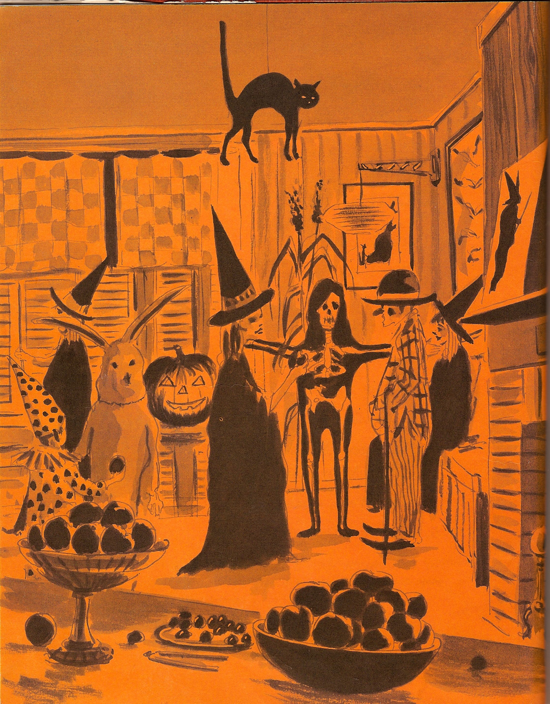 Halloween party. Illustration from vintage Halloween book. Halloween illustration, Vintage halloween image, Halloween picture