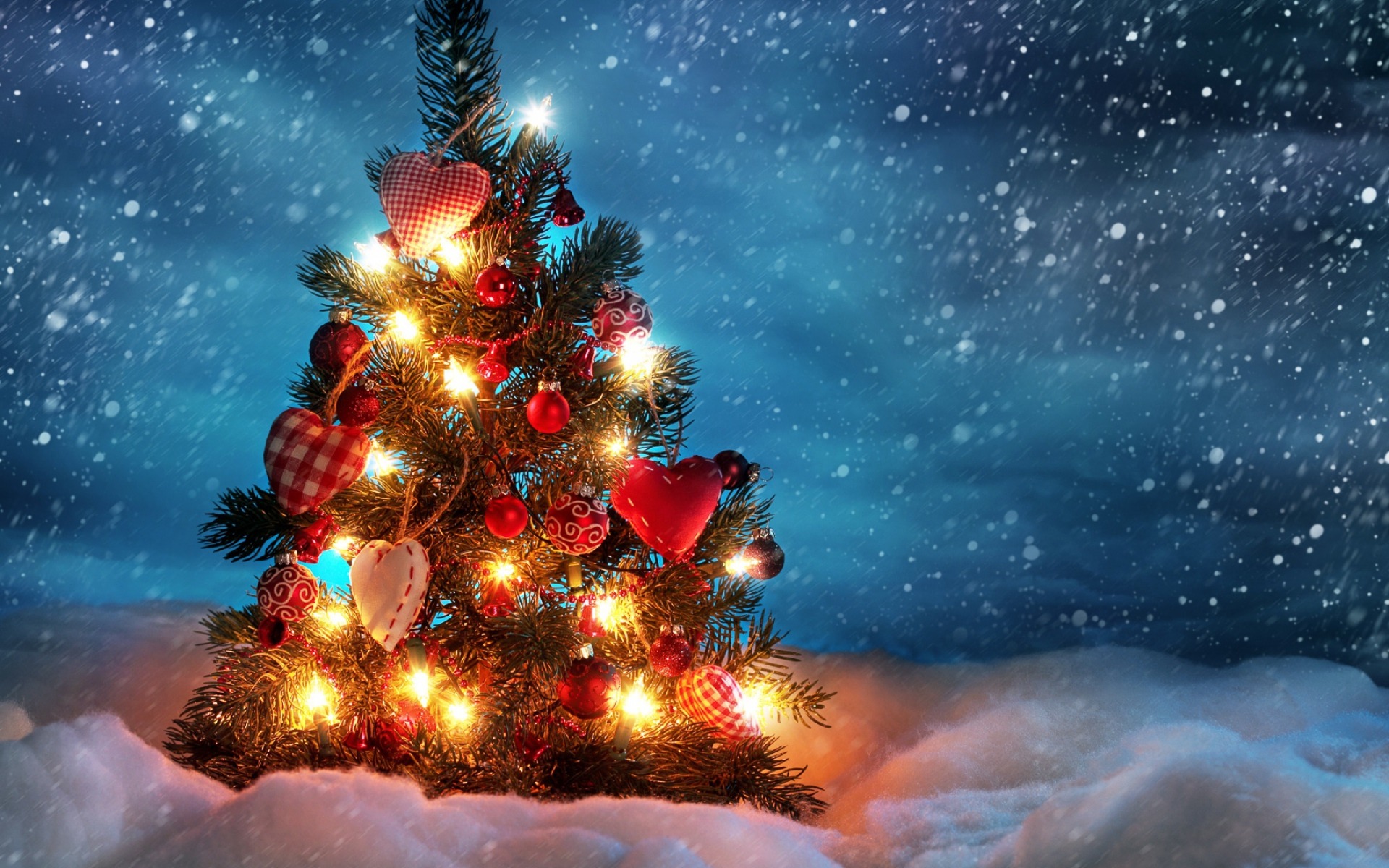 Christmas Tree Snow Winter Holidays HD Wallpaper