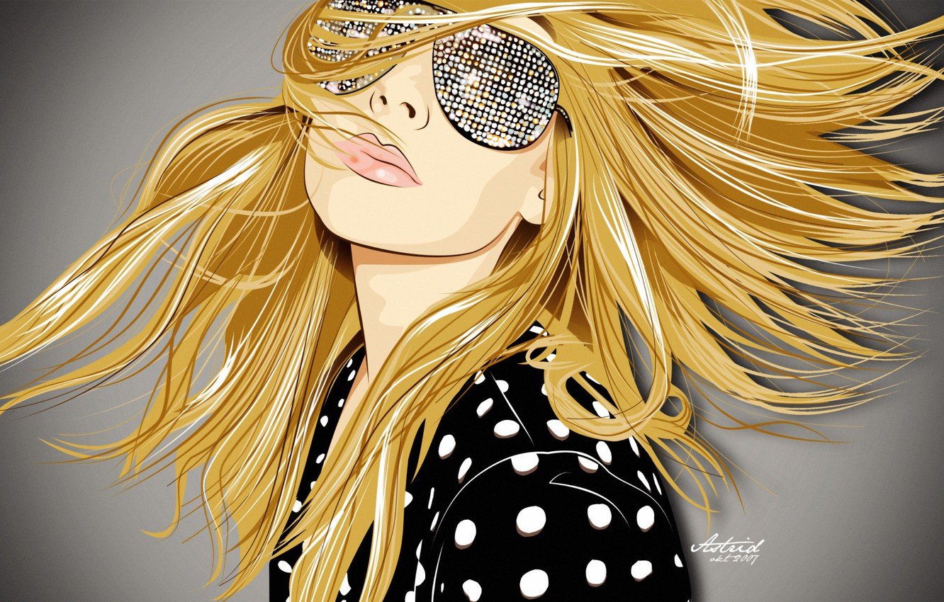 Wallpaper girl, face, style, Wallpaper, hair, graphics, vector, art, glasses, blonde image for desktop, section стиль
