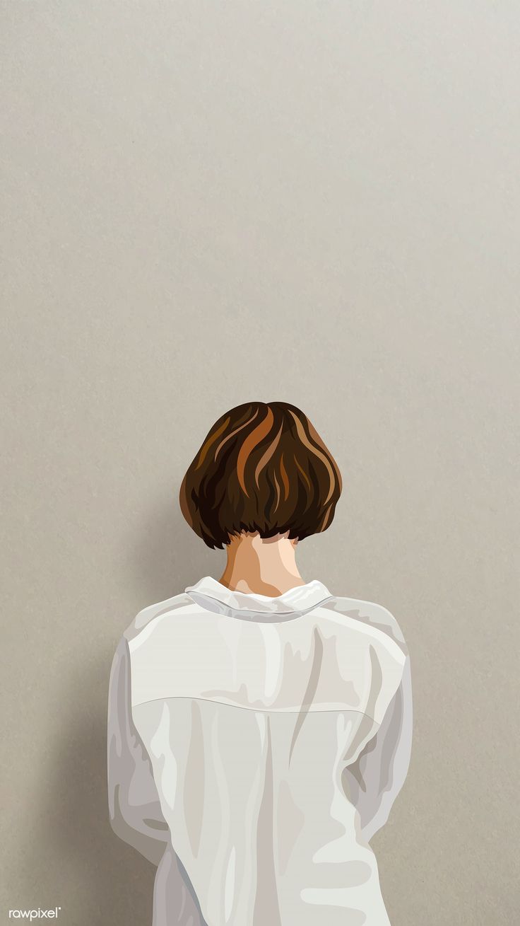 Rear view of woman in a white shirt mobile phone wallpaper vector. free image / Ae. Illustration girl, Vector free, Flowers photography wallpaper