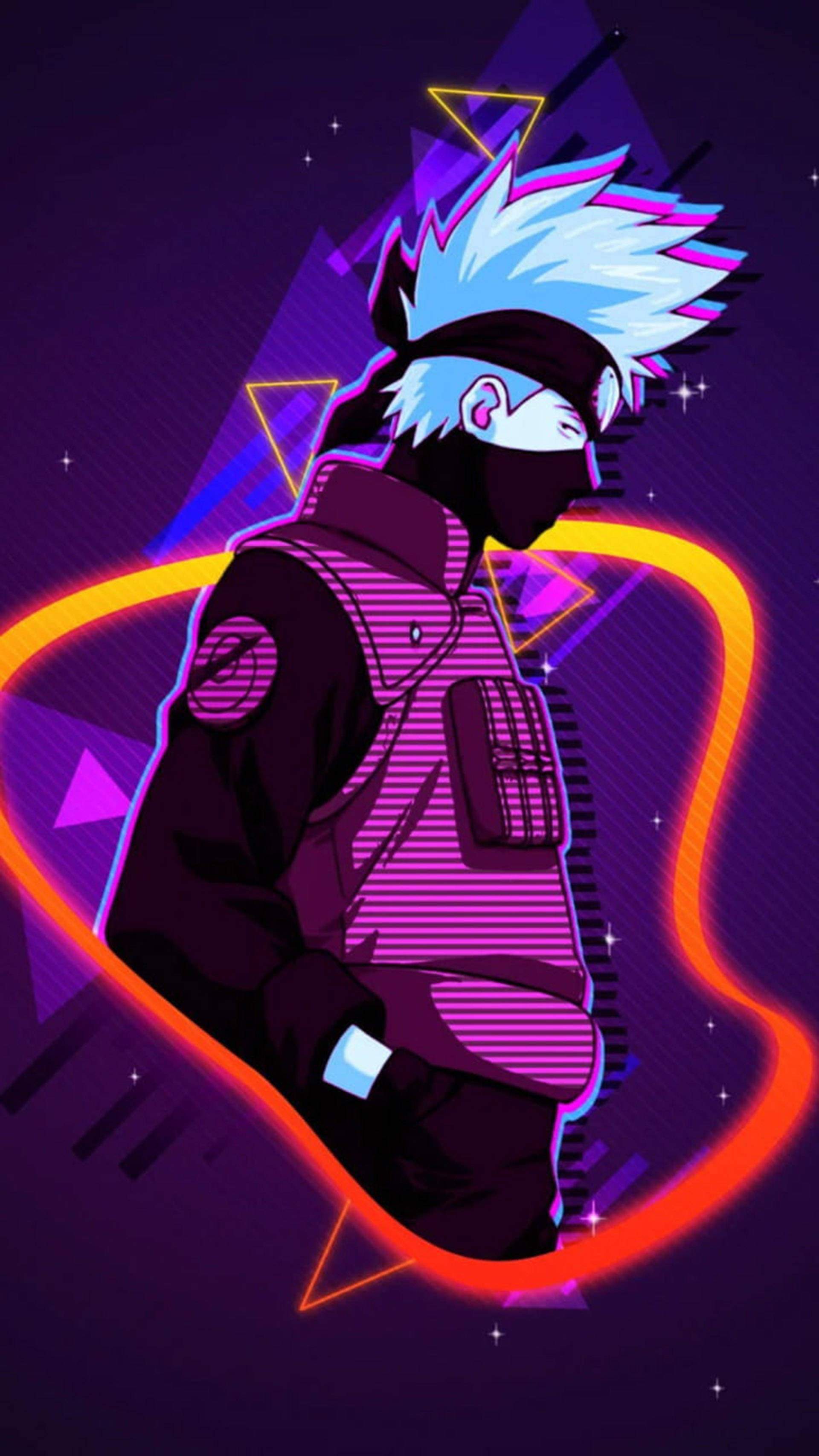 Download Kakashi Pfp Neon Art Wallpaper