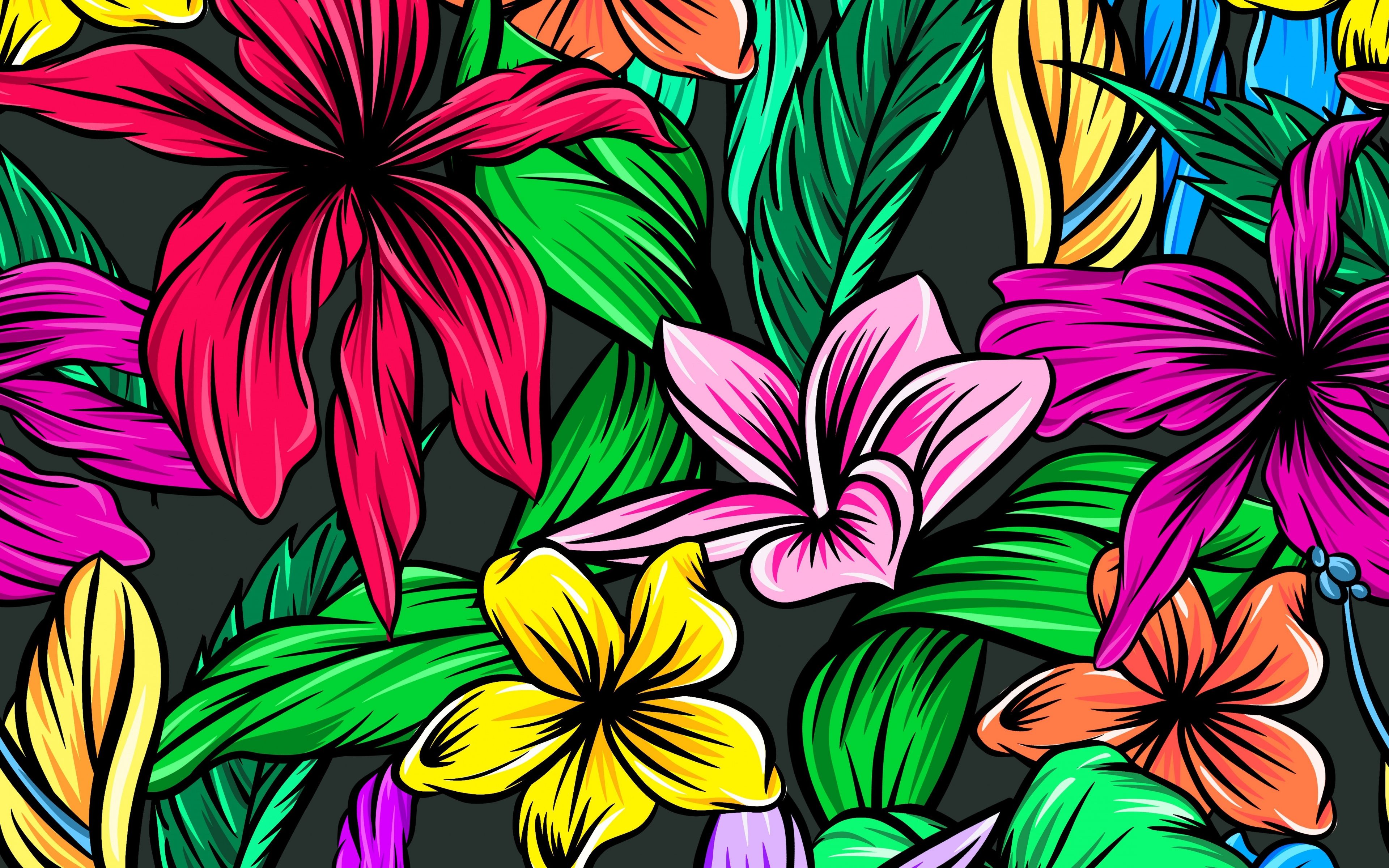 Abstract, colorful, flowers, digital art, 3840x2400 wallpaper. Flower art painting, Abstract, Decorative art prints