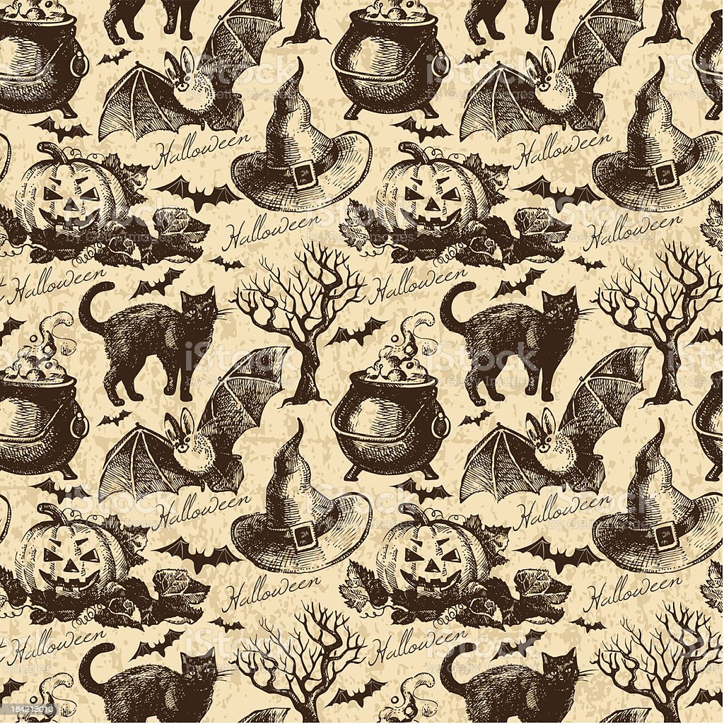 Halloween Seamless Pattern Stock Illustration Image Now, Old Fashioned, Retro Style