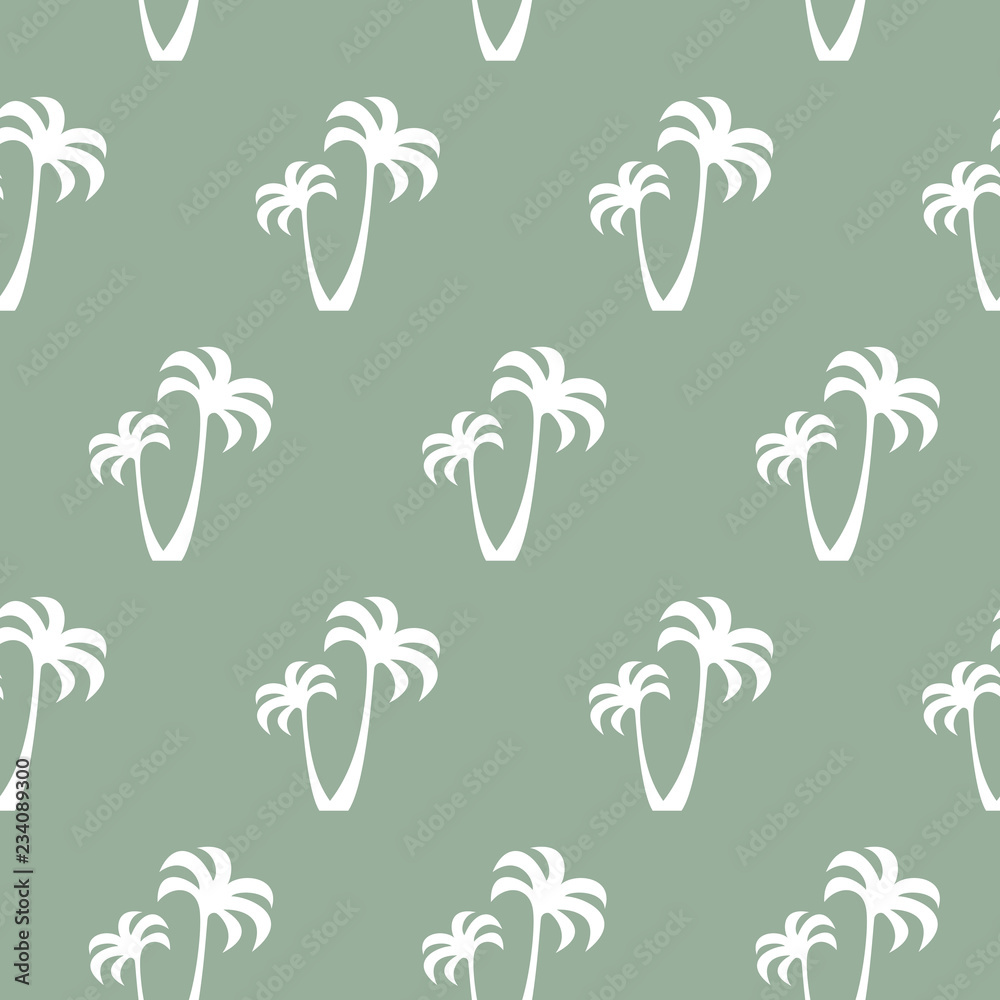 Vector seamless pattern with palm trees. Cute beach background. Wallpaper for swimsuit or summer clothes. For textile and fabric, cover, print on clothes. Stock Vector