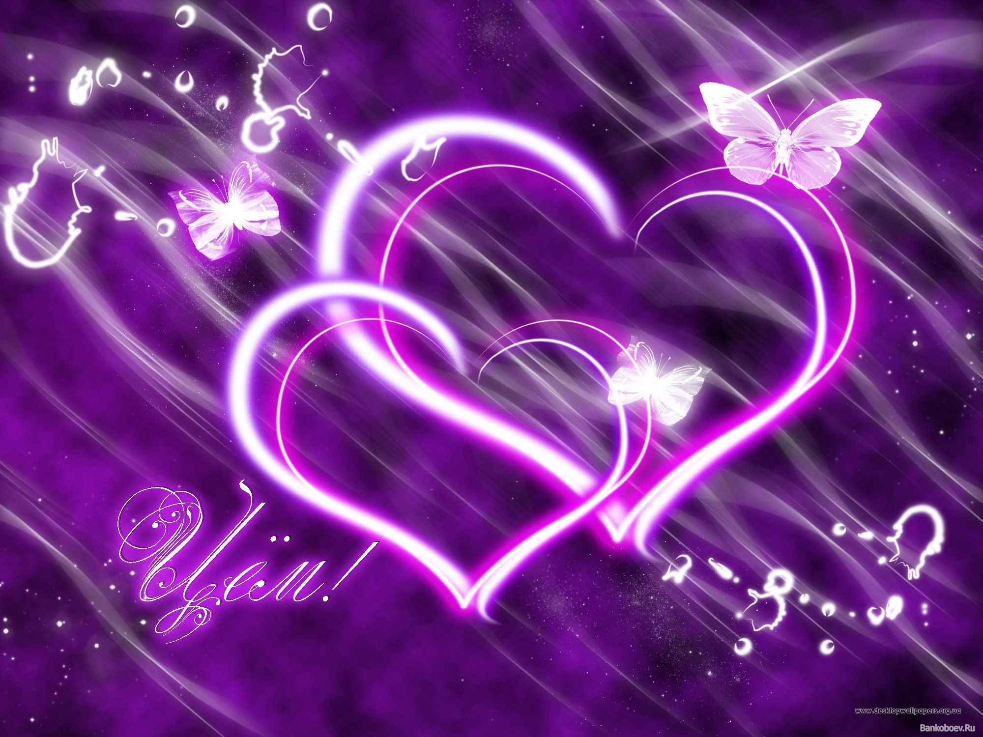 Purple Hearts Background