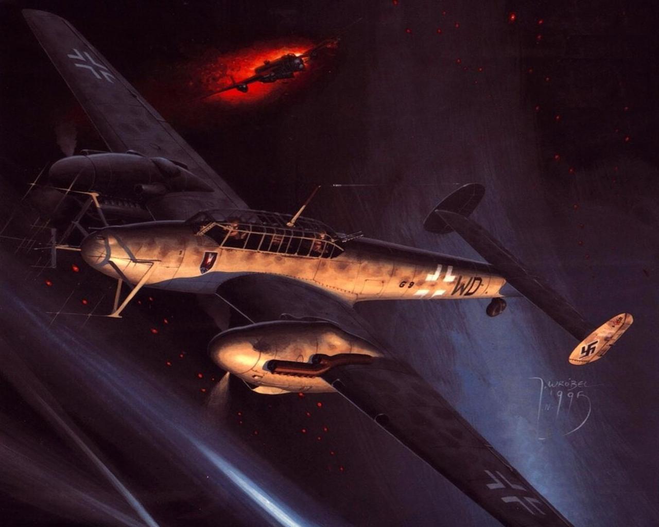 Photo Airplane Messerschmitt Bf 110 G4 Painting Art Aviation