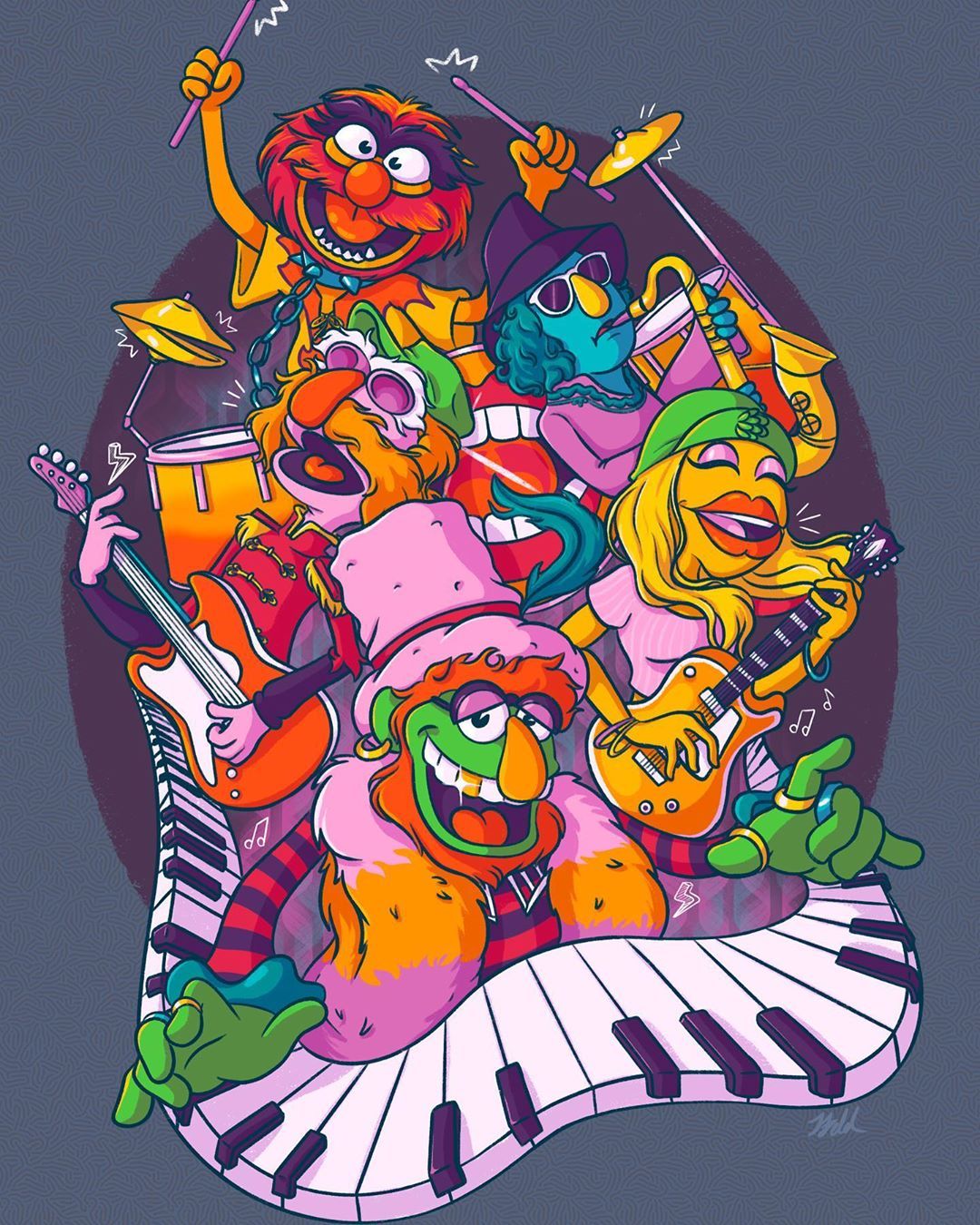 Jessica Feldman on Instagram: “Redo of my Dr. Teeth and the Electric Mayhem piece I did in 2018. I. Silhouette cameo crafts, Sketchbook art inspiration, Funny art