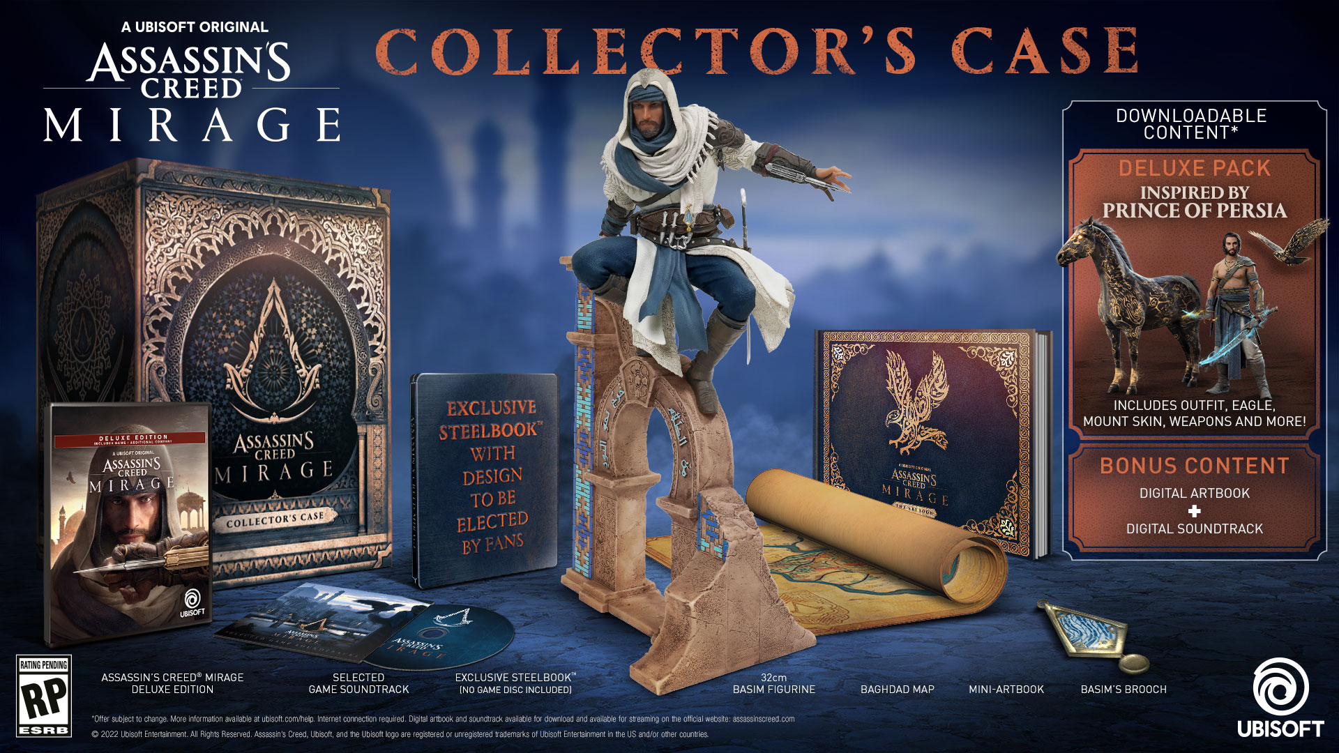 Assassin's Creed Mirage Collector's Case features a big Basim statue