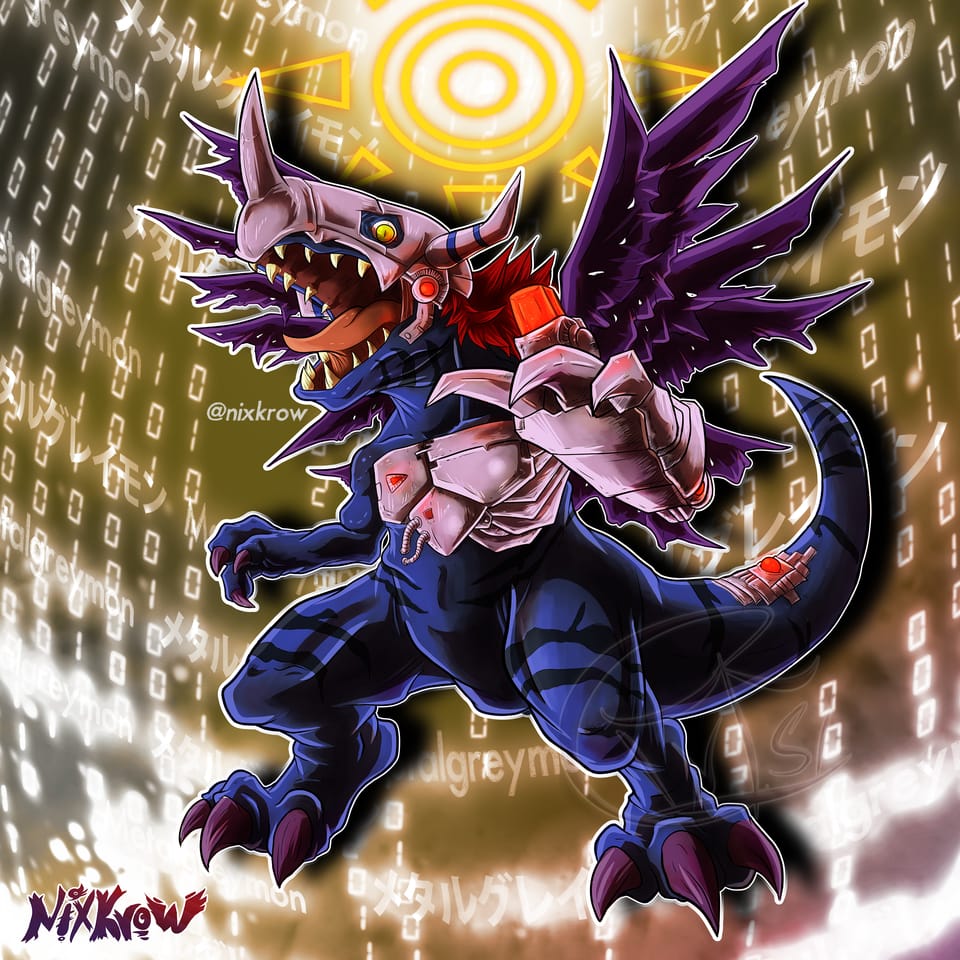 Metalgreymon (Virus) Nixkrow ART street