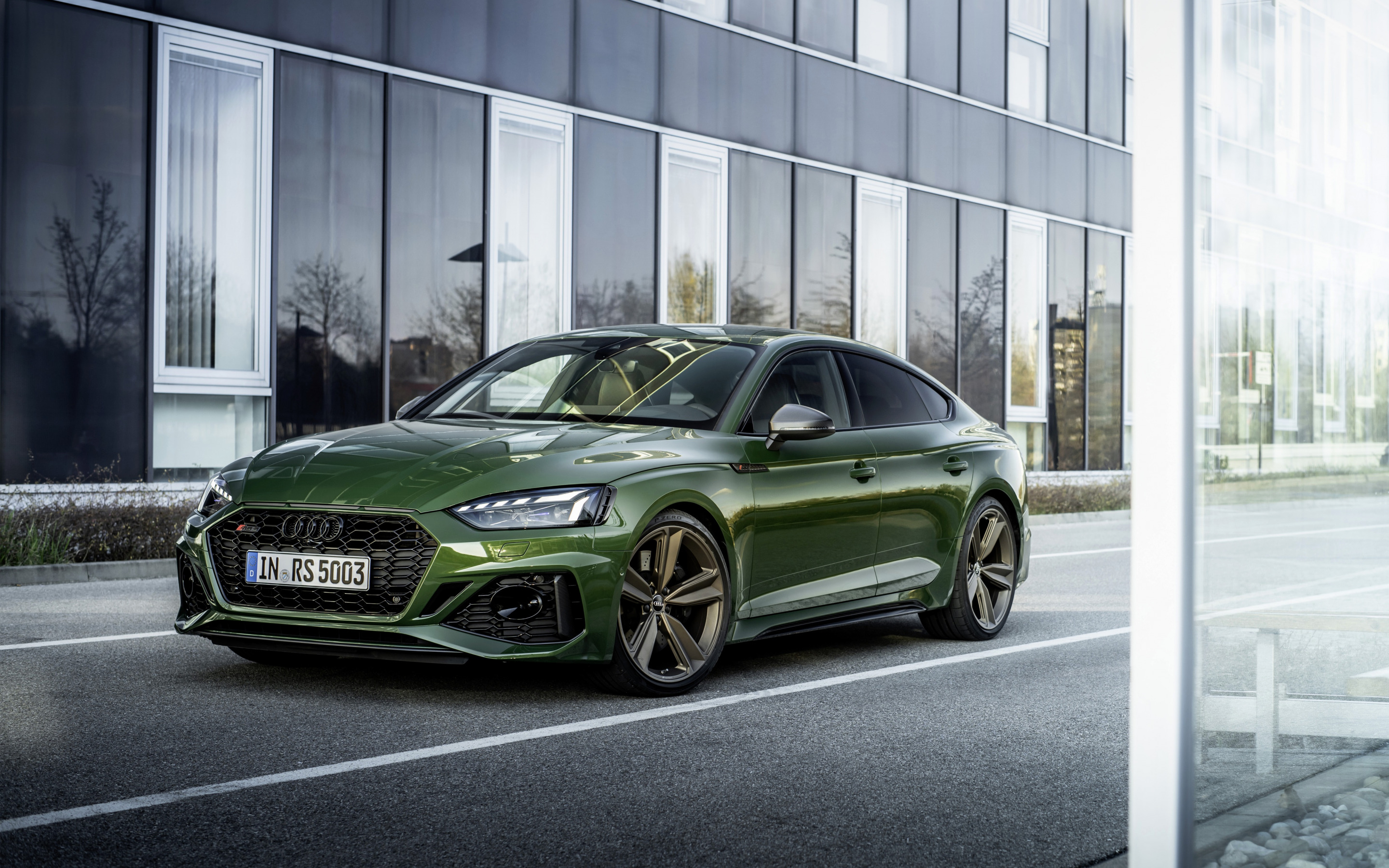 Download wallpaper 2020, Audi RS5 Sportback, front view, exterior, new green RS5 Sportback, german cars, Audi for desktop with resolution 2880x1800. High Quality HD picture wallpaper