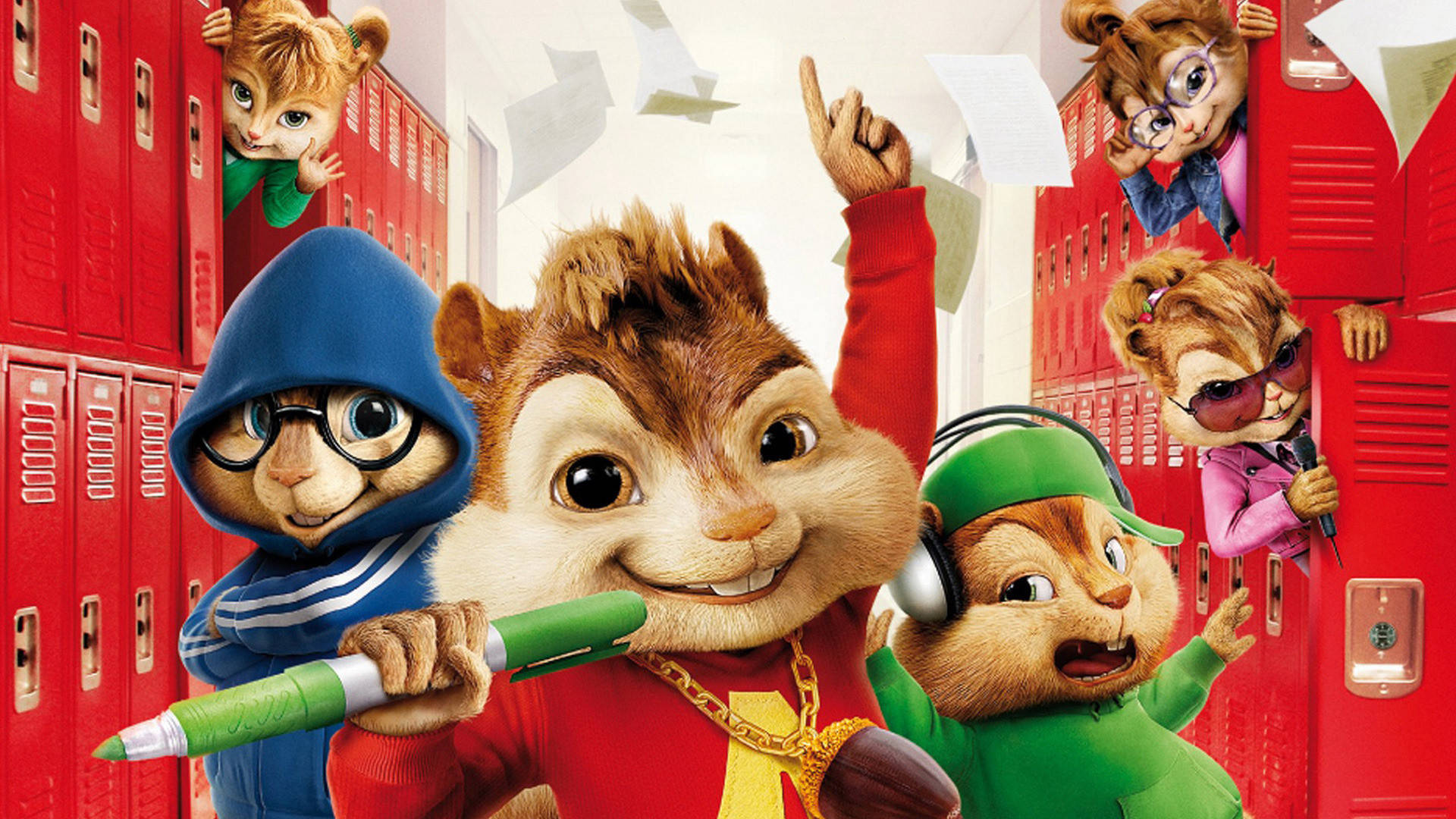 Download Alvin And The Chipmunks Red Lockers Wallpaper