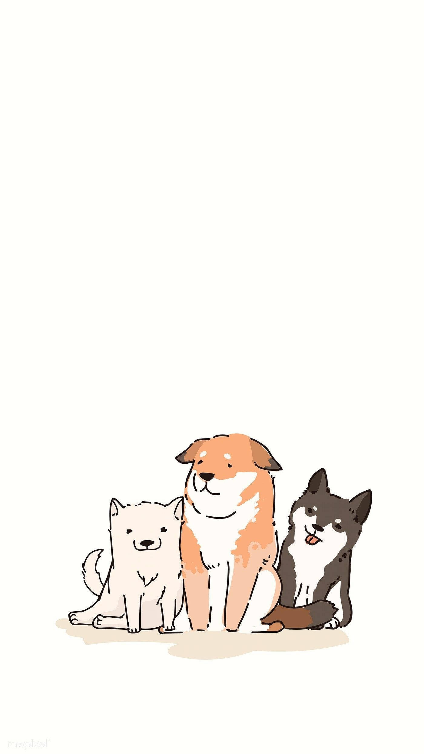 Download Cute Dogs Aesthetic Drawing Wallpaper