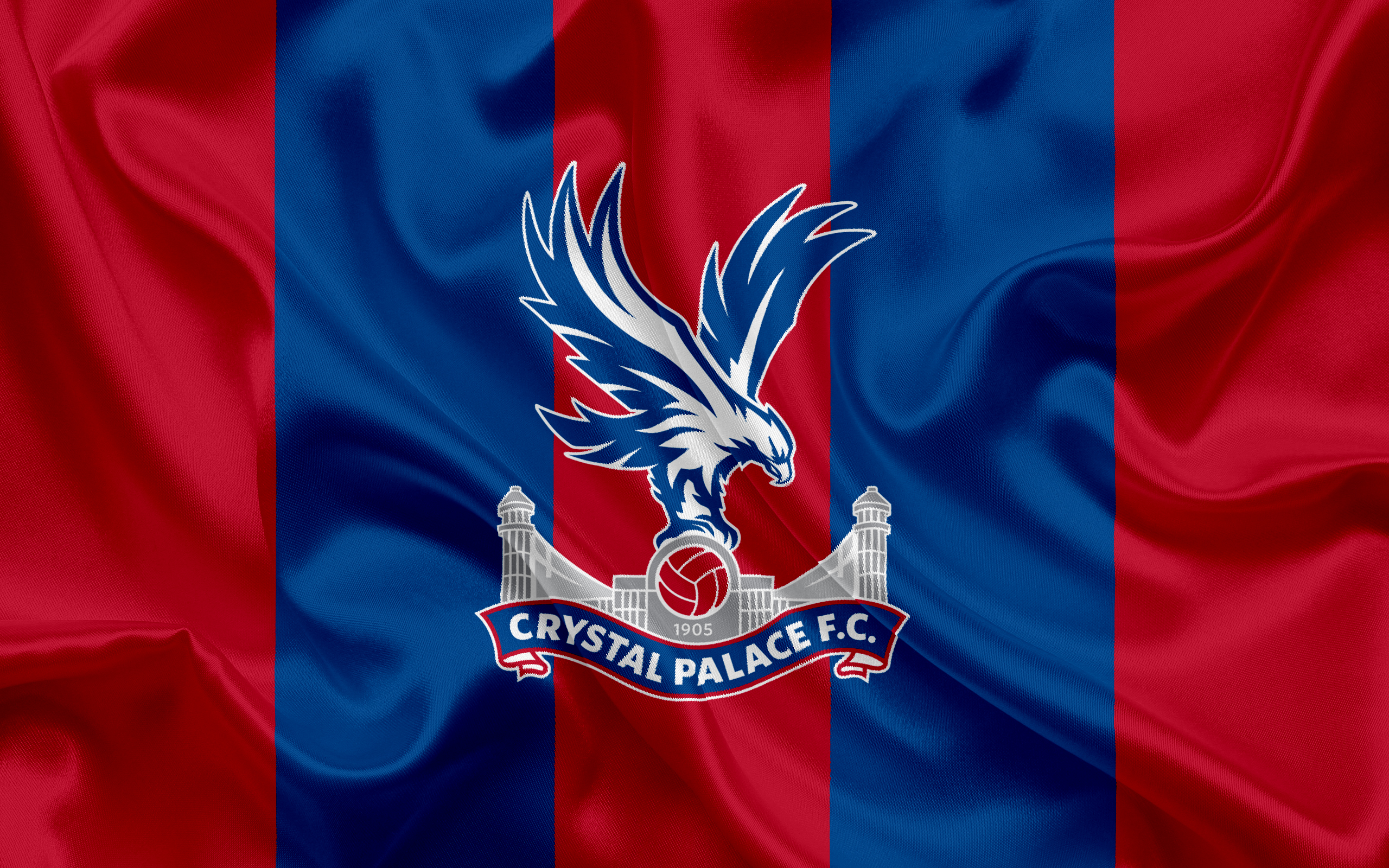 Download wallpaper Crystal Palace FC, Football Club, Premier League, football, London, UK, England, emblem, Crystal Palace logo, English football club for desktop with resolution 2560x1600. High Quality HD picture wallpaper
