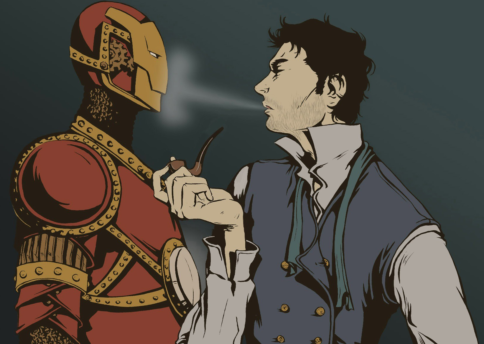 Iron Man Robert Downey Jr Sherlock Holmes Artwork Pipes Crossovers Fan Art Wallpaper HD / Desktop and Mobile Background