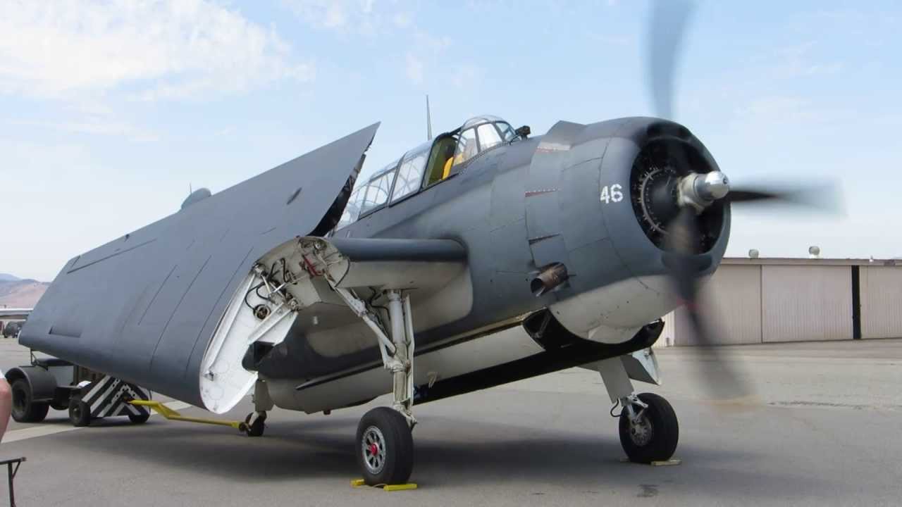 Grumman TBM Avenger engine start and wing fold