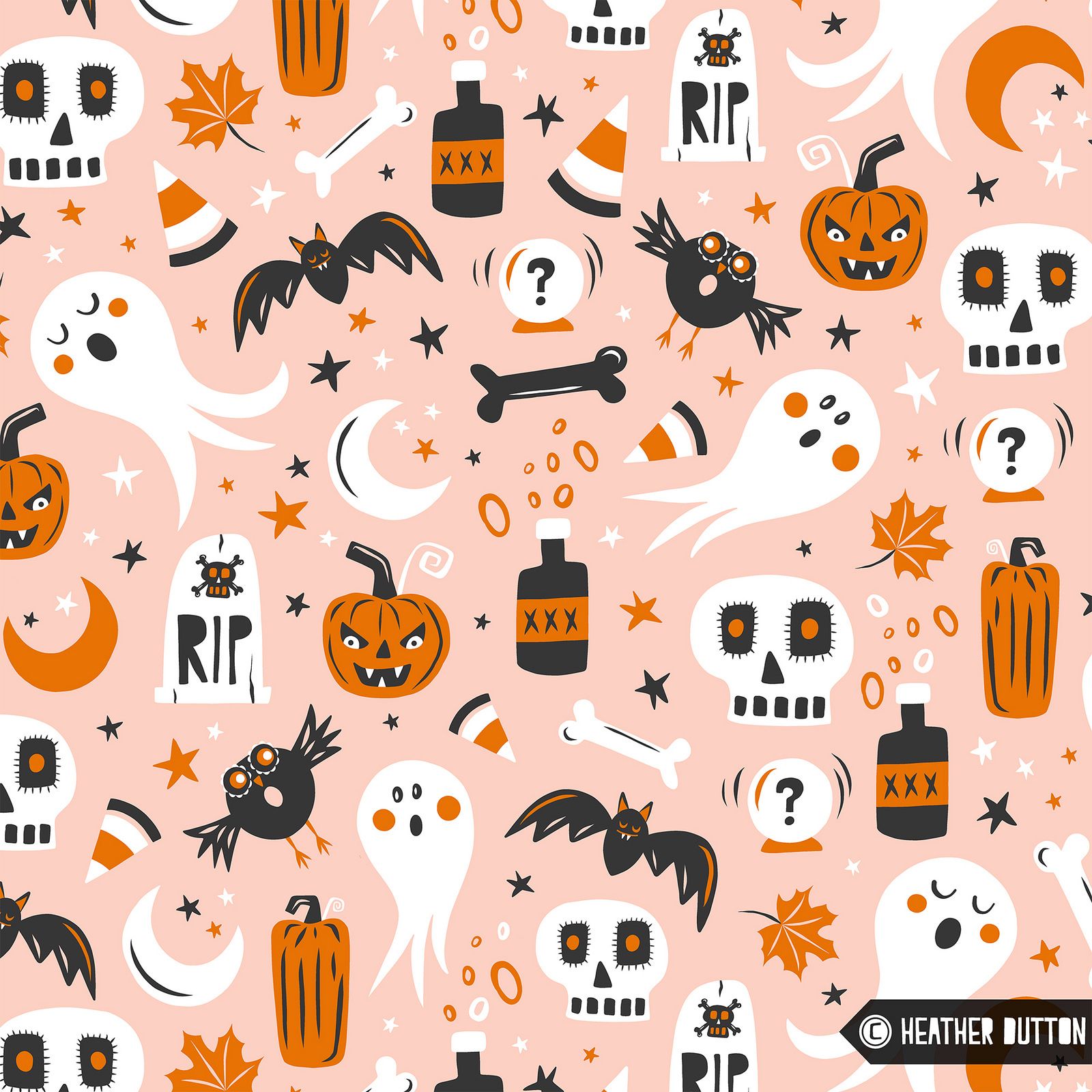 Kawaii Halloween Pattern Wallpapers - Wallpaper Cave