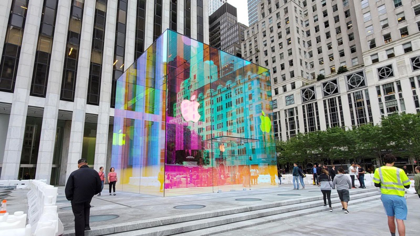Fifth Avenue Glass Cube Gets Temporary Rainbow Look to Celebrate Reopening