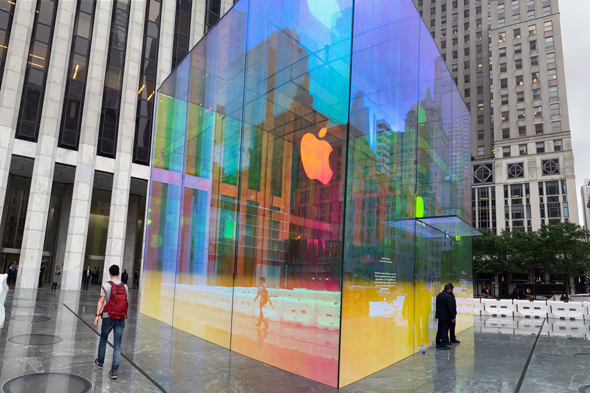 image of Apple's Beautiful, Colorful New Fifth Ave Cube in NYC Mac Observer