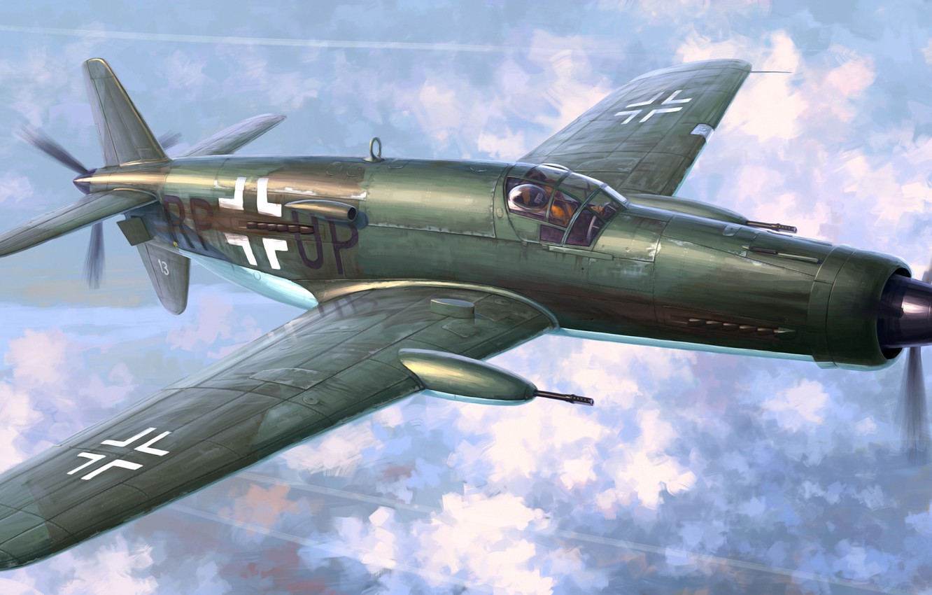 Wallpaper war, art, painting, aviation, ww2, Dornier Do 335 "Pfeil" image for desktop, section авиация