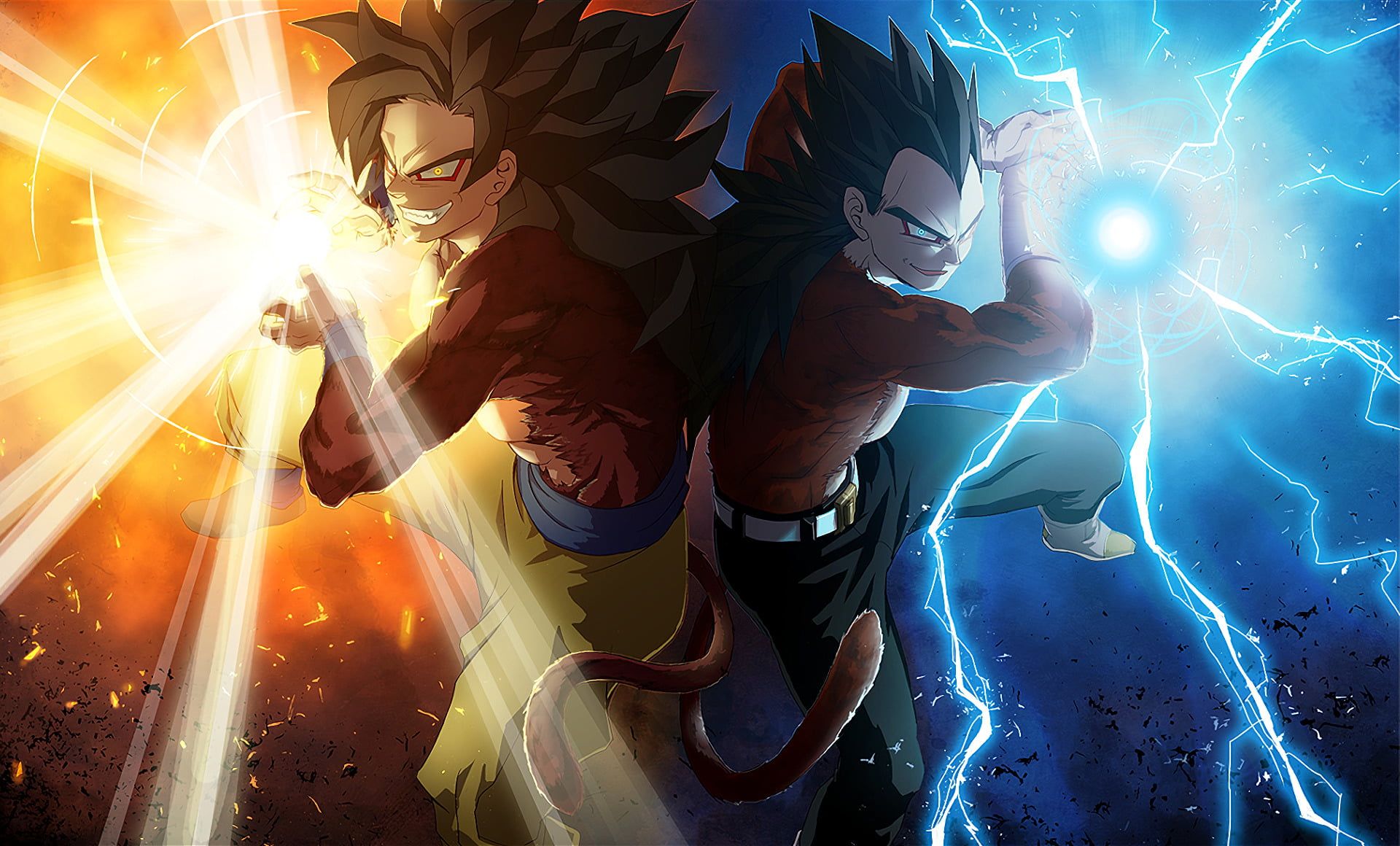 HD wallpaper: SSJ4 Goku and Vegeta illustration, Dragon Ball, Dragon Ball GT