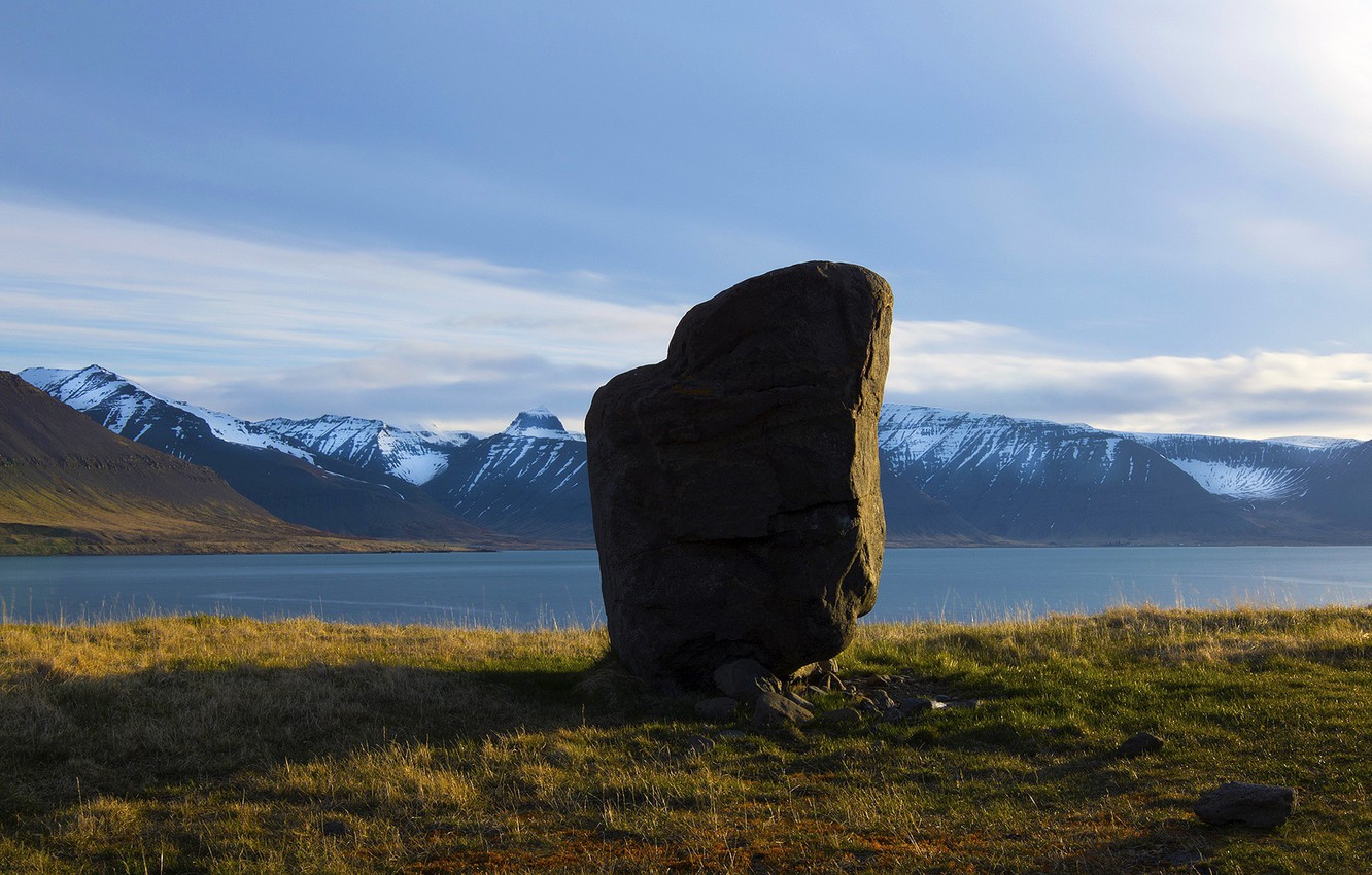 Wallpaper the sky, mountains, Iceland, Iceland, the fjord, dolmen, dolmen image for desktop, section природа