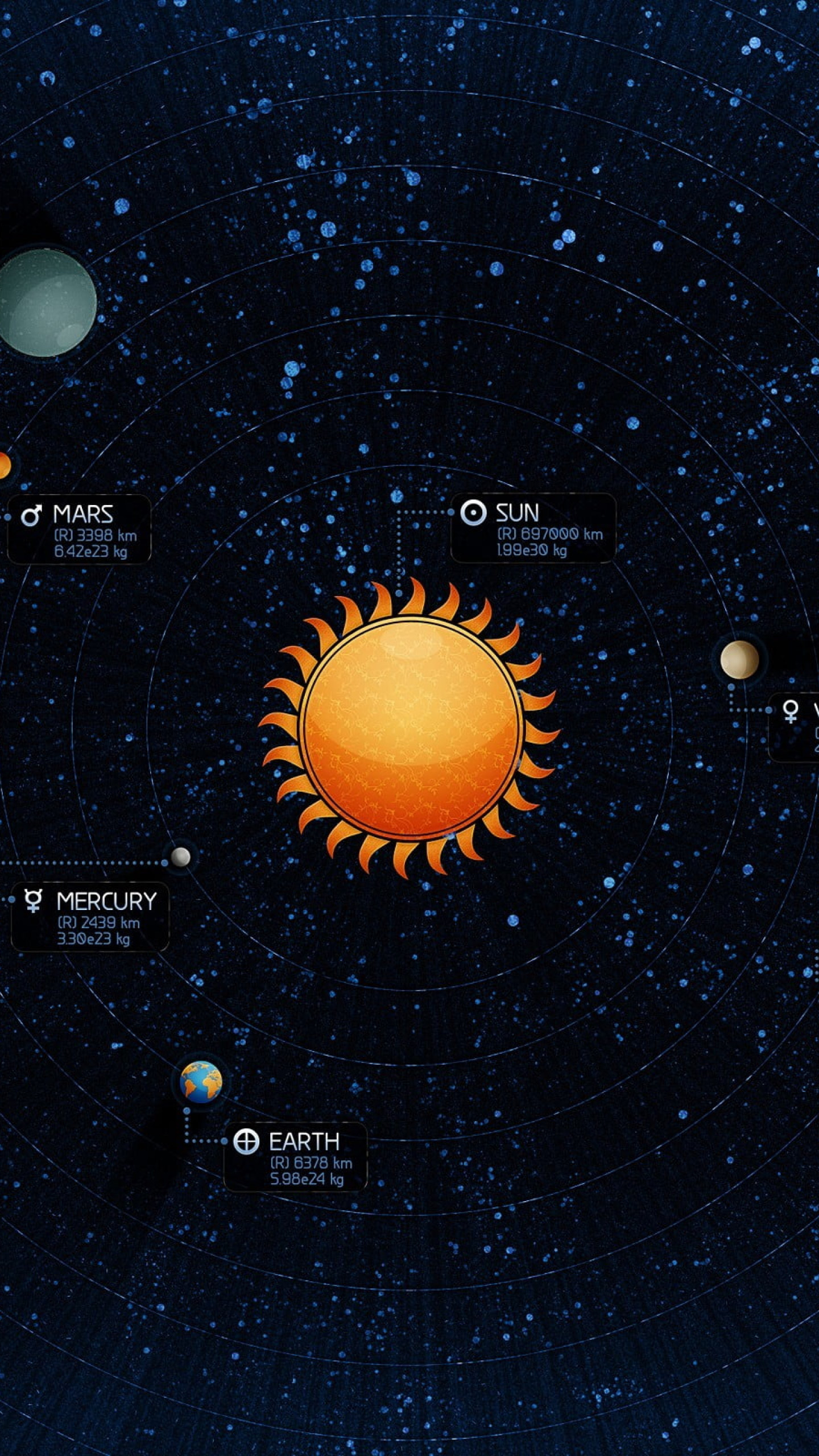 Solar System Illustration Wallpaper, Space, Planet, Stars, Sun, Earth, Mercury • Wallpaper For You