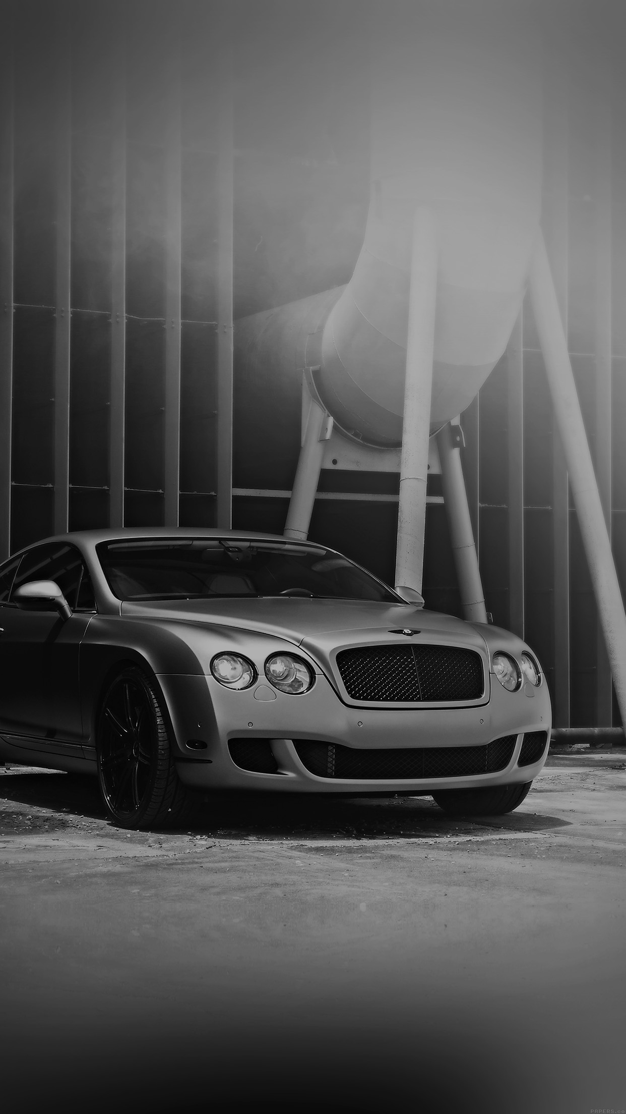 iPhone X wallpaper. bentley motors bw dark car park art city