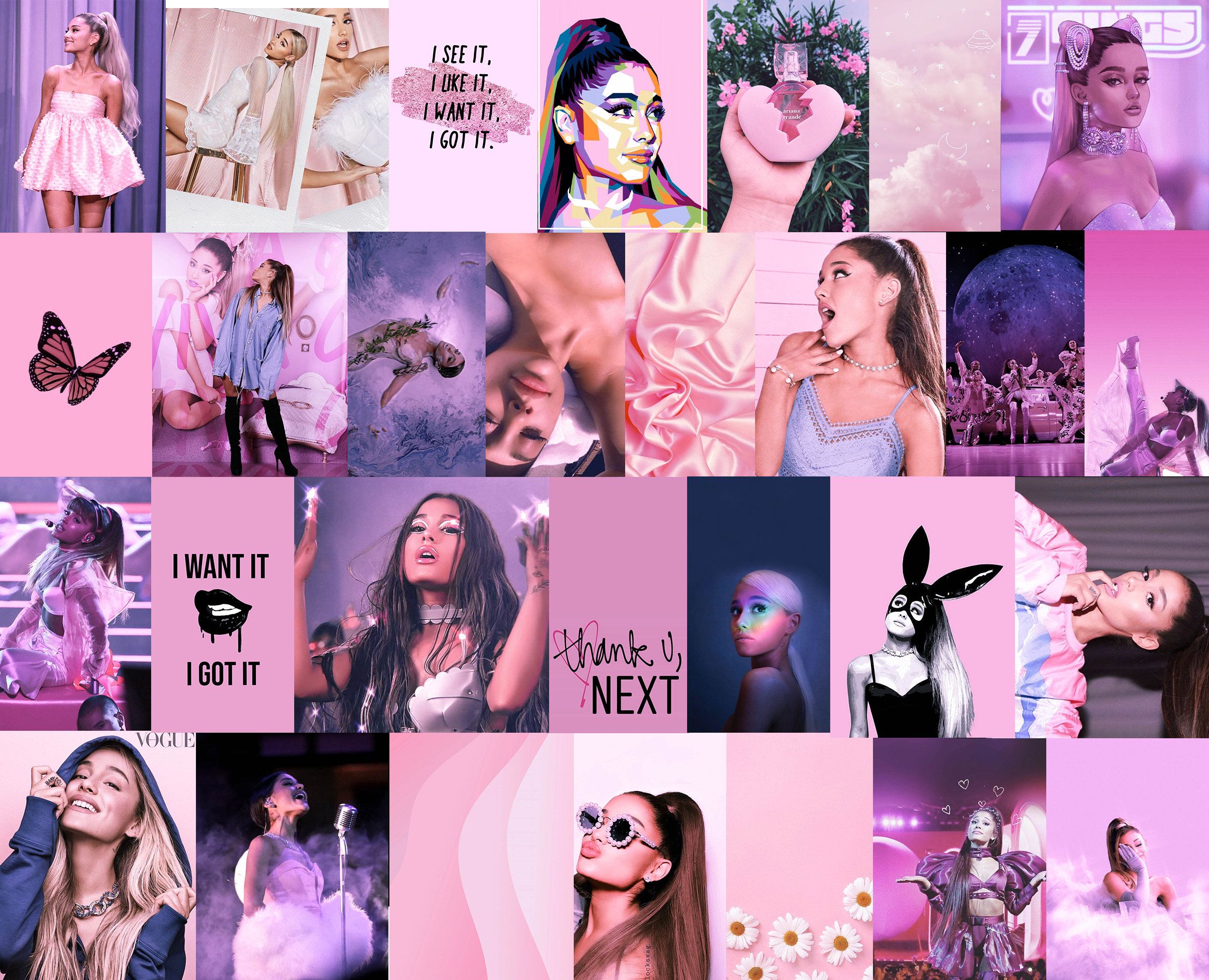 60pc Ariana Grande Pink Download Collage Kit
