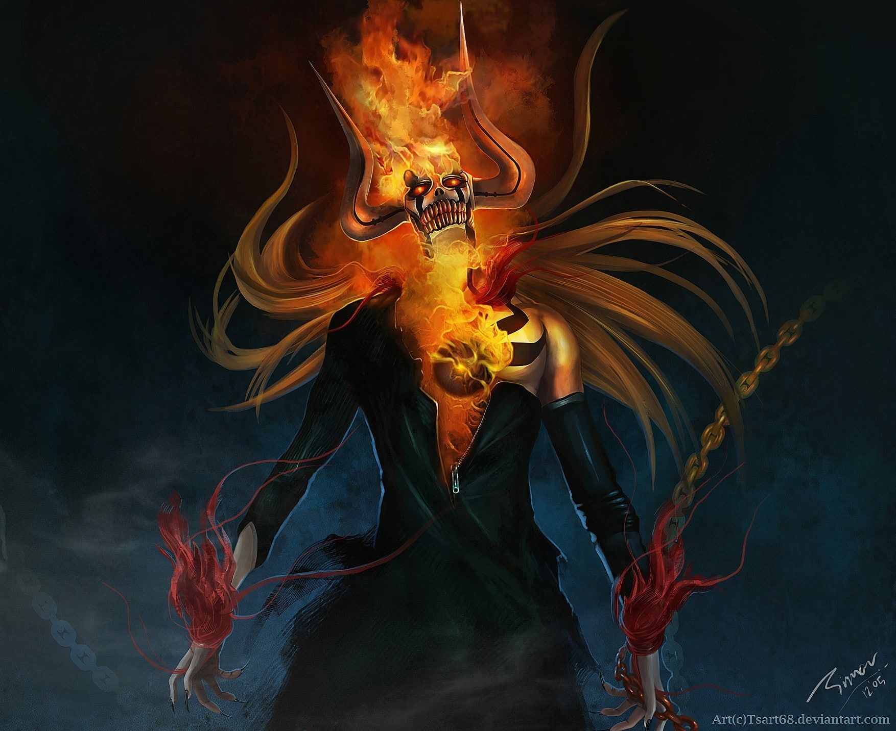 skull Vasto Lorde #chains #anime #Bleach #fire # #Hollow Kurosaki Ichigo #demon P #wallpaper #hdwallpaper #desktop. Bleach anime art, Vasto, Anime