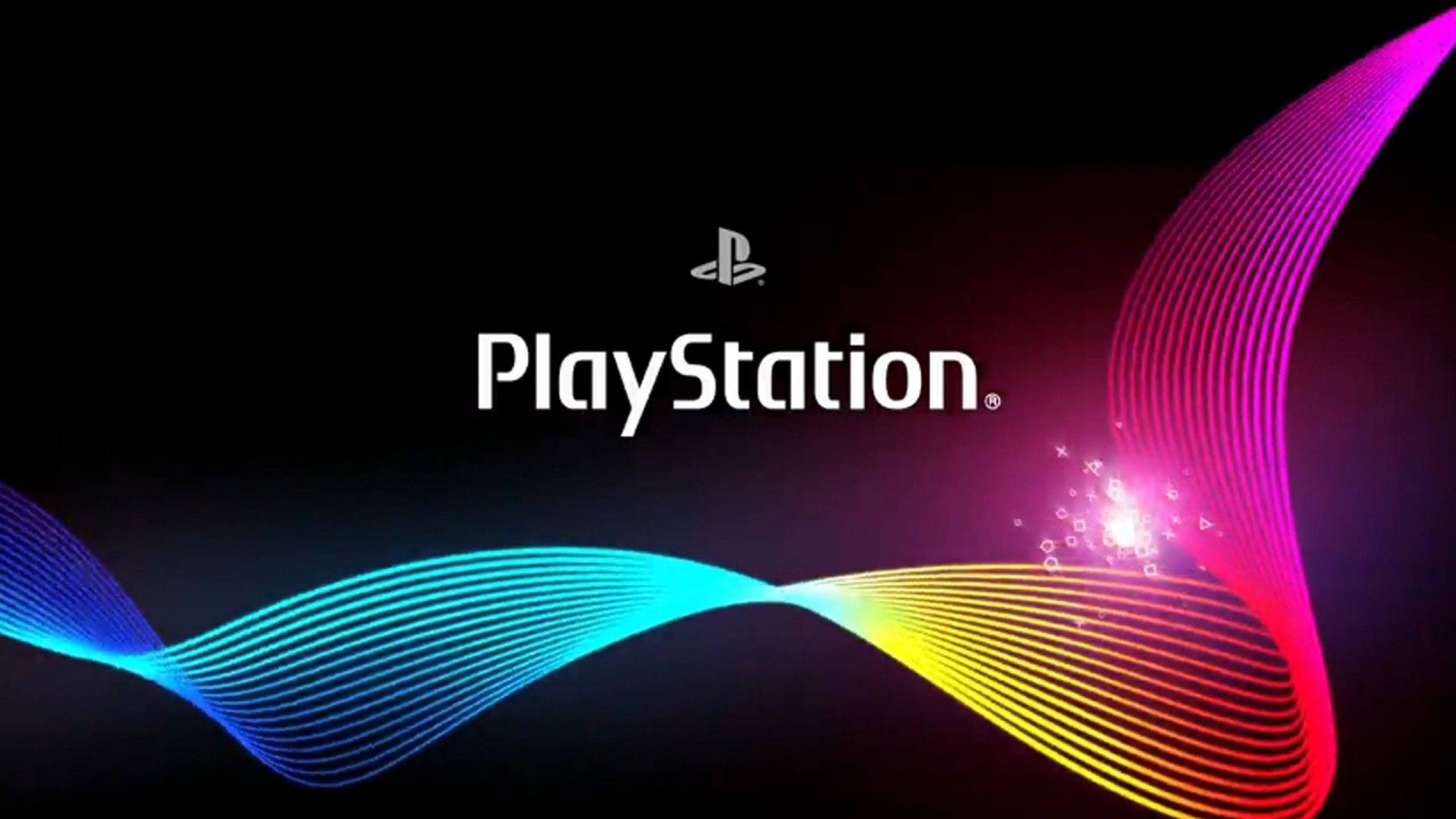 Download Playstation Colored Neon Waves Wallpaper