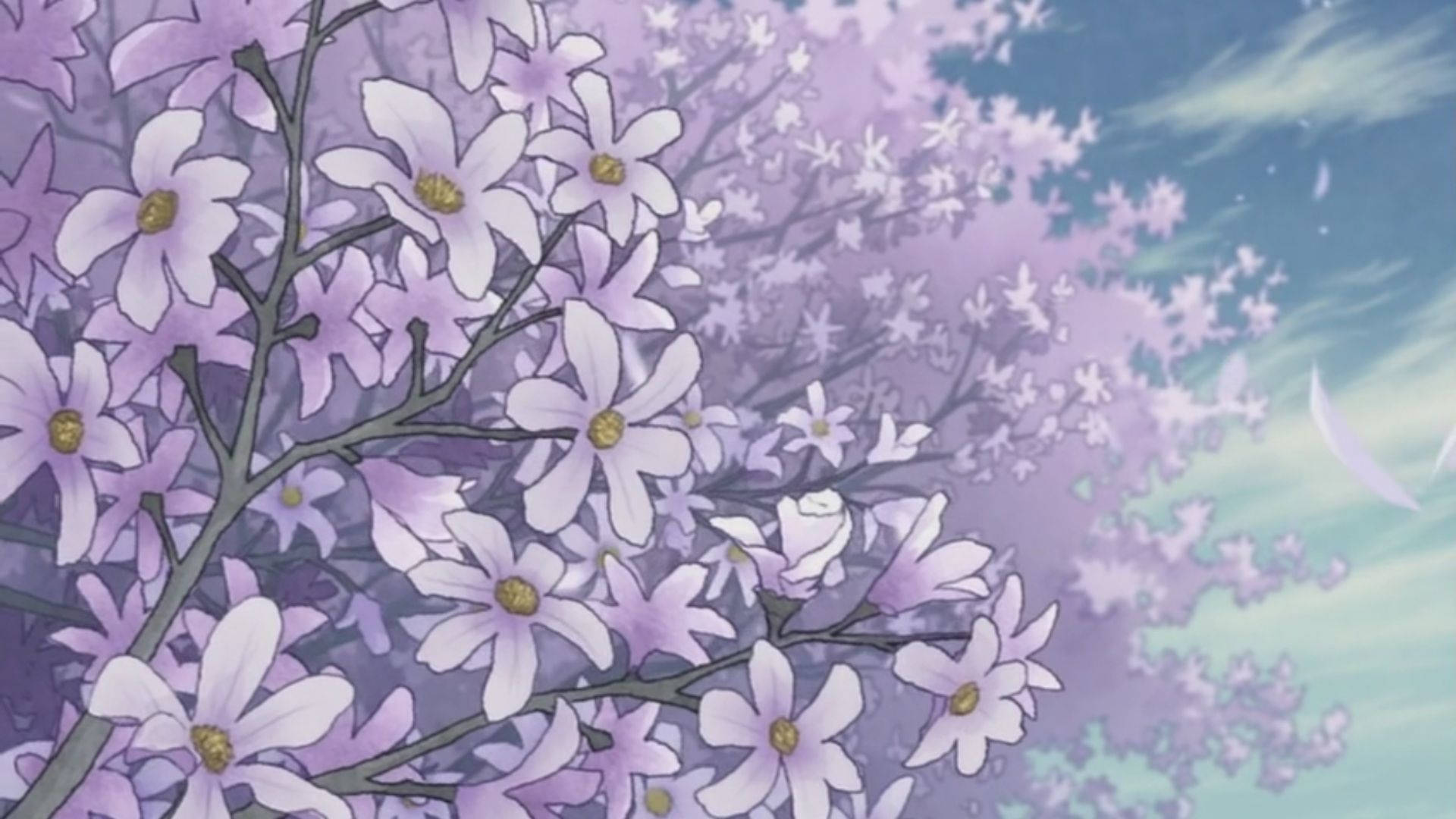 Download Anime Aesthetic Lavender Flowers Wallpaper