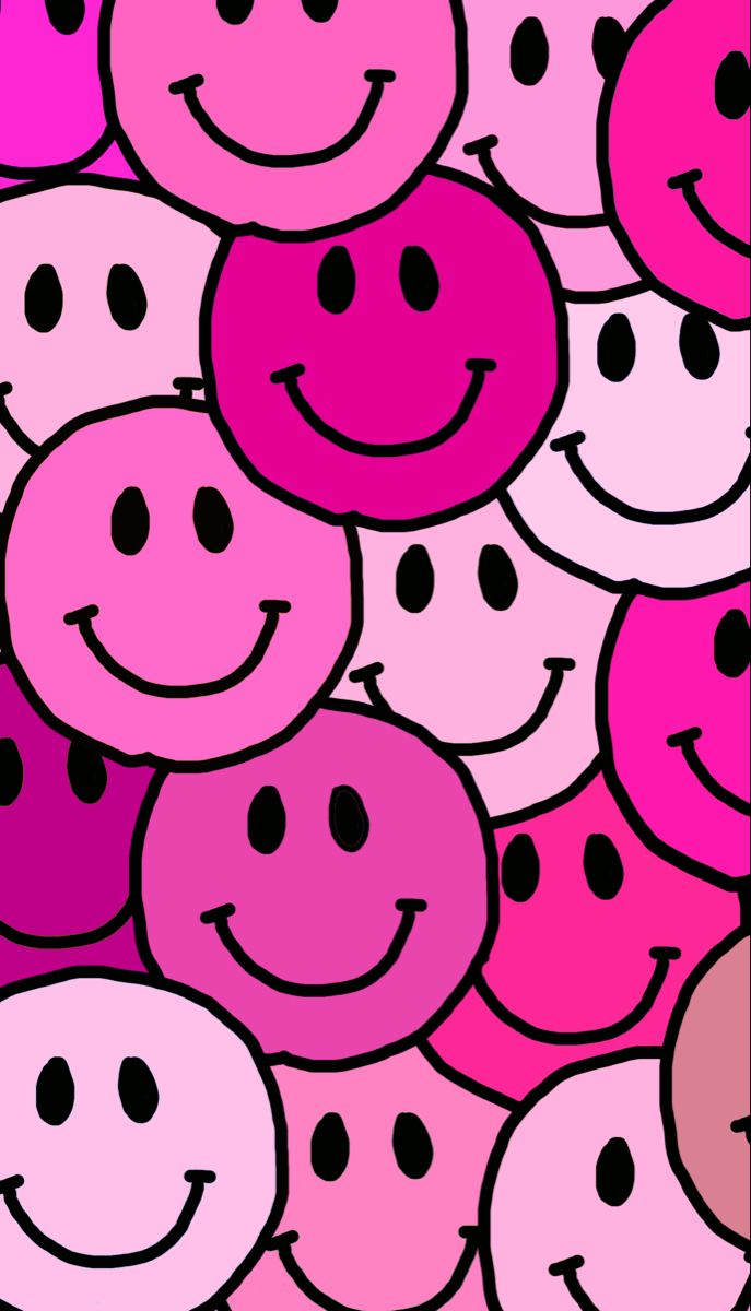 Trendy pink layered smiley face wallpaper. iPhone wallpaper pattern, Preppy wallpaper, Cute patterns wallpaper