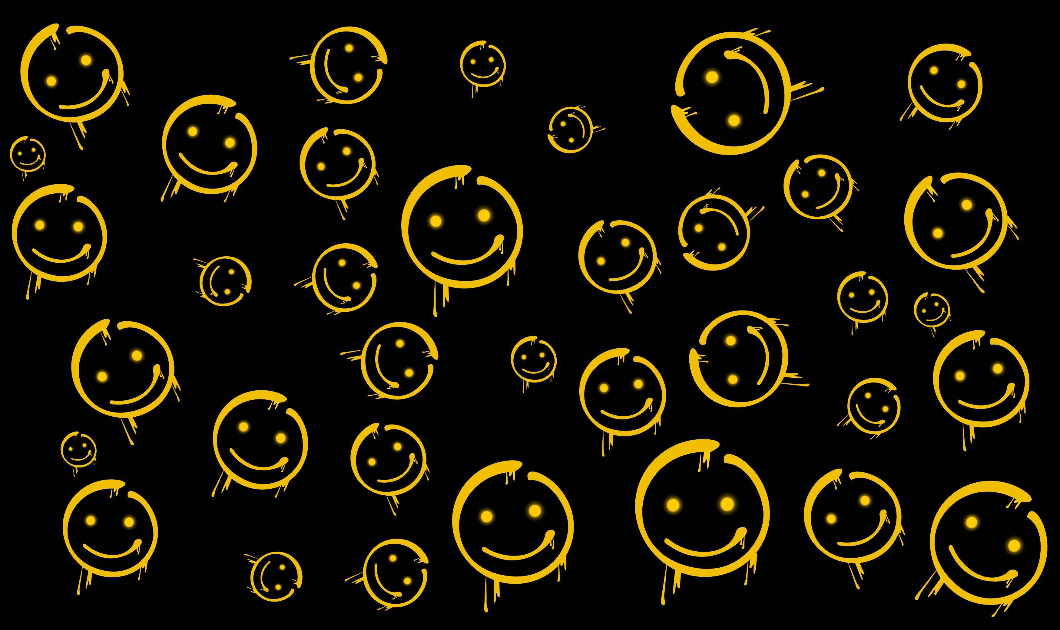 Download Smiley Face On Black Wallpaper