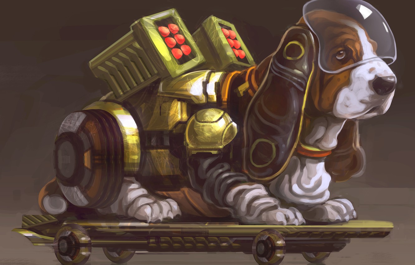 Wallpaper figure, dog, skateboard image for desktop, section живопись