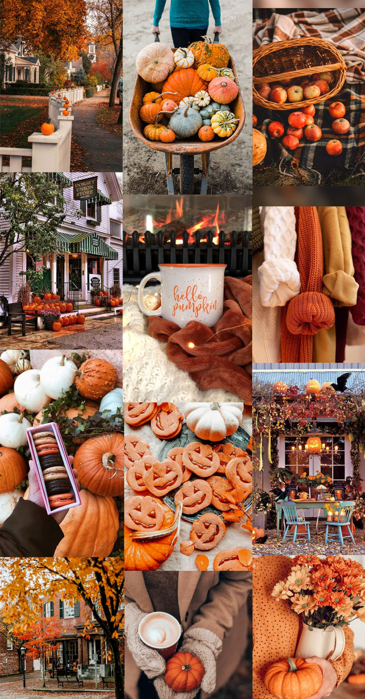 Autumn Collage Wallpaper, Hello Pumpkin