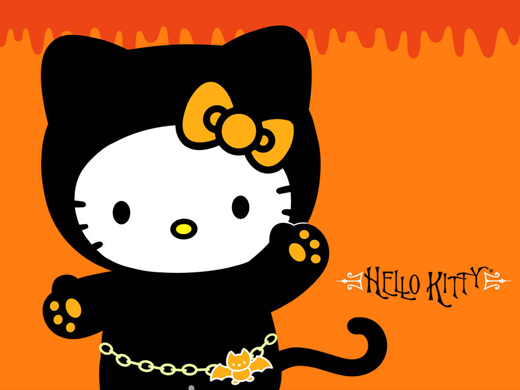 Download Hello Kitty Halloween Black Cat Art Wallpaper