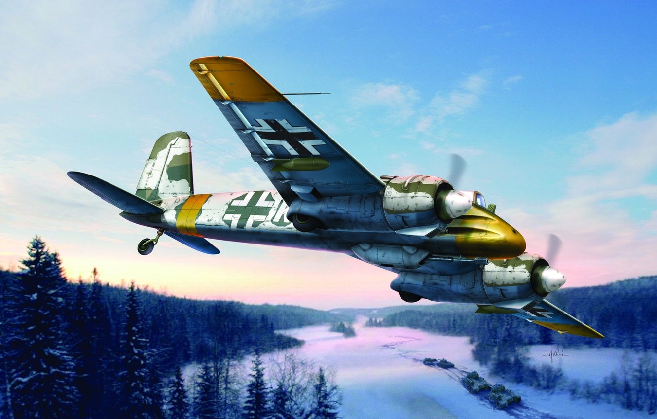 Wallpaper war, art, painting, ww2, german aircraft, hs - for desktop, section авиация