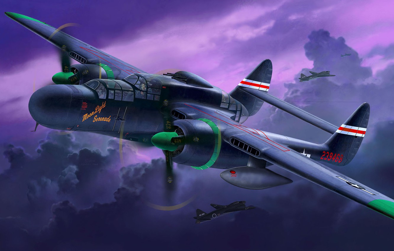 Wallpaper Northrop, UNITED STATES AIR FORCE, P 61, Black Widow, Black Widow, American Heavy Night Fighter Image For Desktop, Section авиация