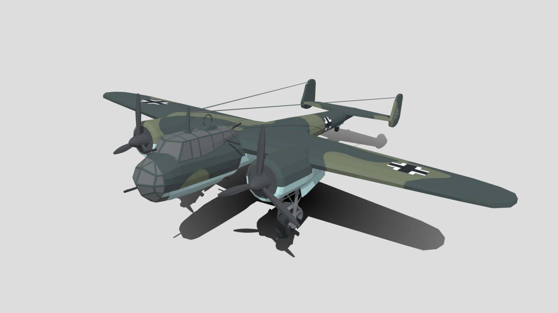 Low Poly Cartoon Dornier Do 17 Z WWII Airplane Royalty Free 3D model by chroma3D [2f0aaeb]