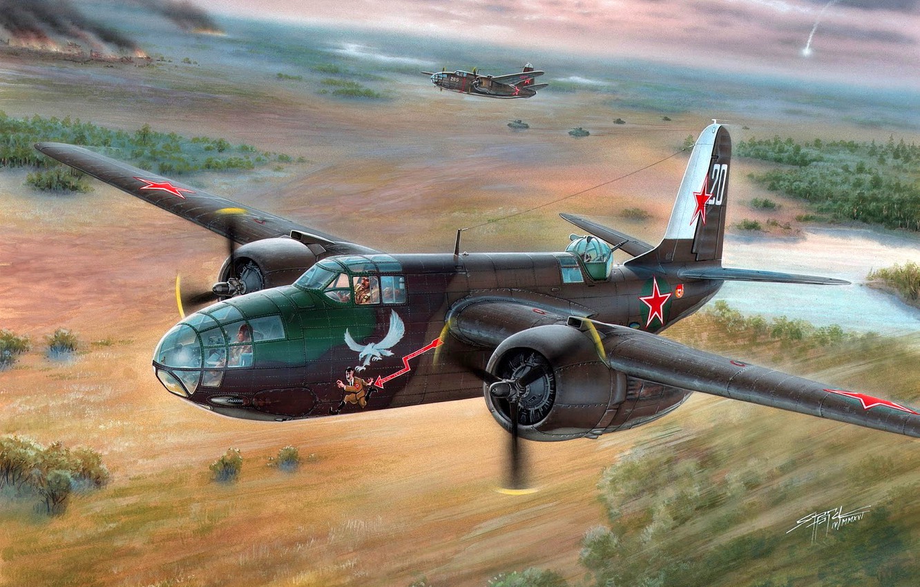 Wallpaper Bomber, Lend Lease, THE RED ARMY AIR FORCE, A 20 Havoc DB 7Boston, A 20B C Boston, Douglas A 20 Image For Desktop, Section авиация