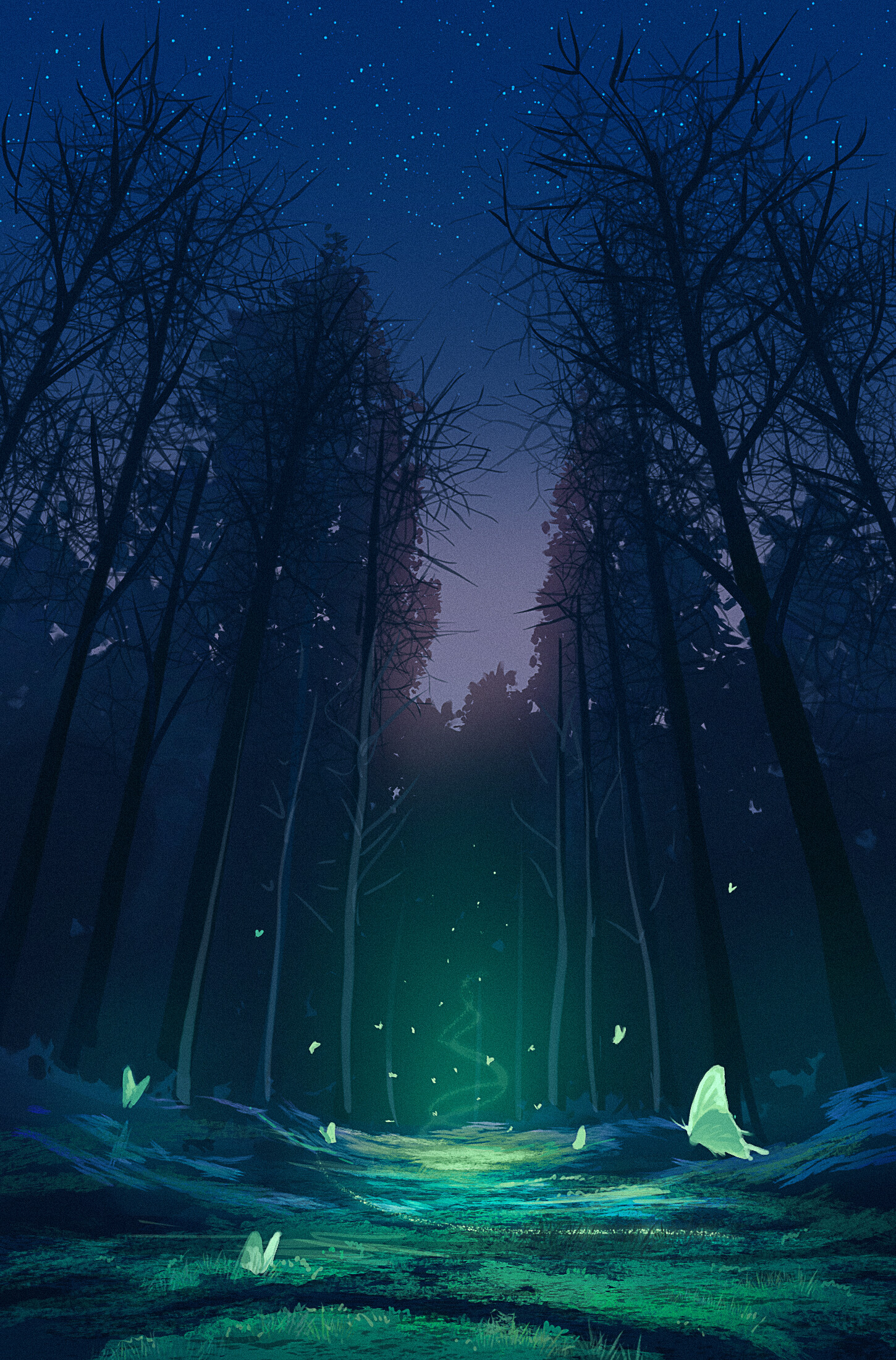 Mobile wallpaper: Art, Magic, Fantasy, Butterflies, Forest, 67940 download the picture for free