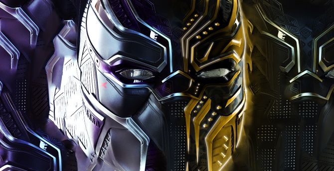Black panther and erik killmonger, faceoff, art wallpaper, HD image, picture, background, 0447f6
