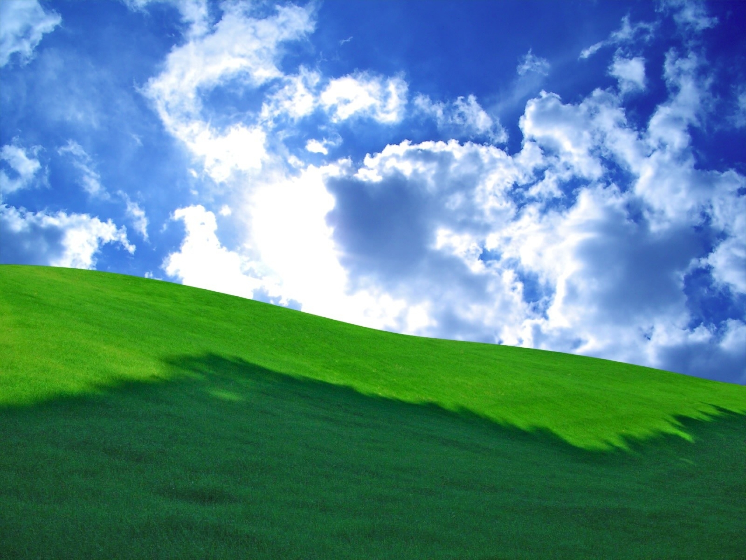 Grass Green Hill & Cloudy Sky wallpaper. Grass Green Hill & Cloudy Sky