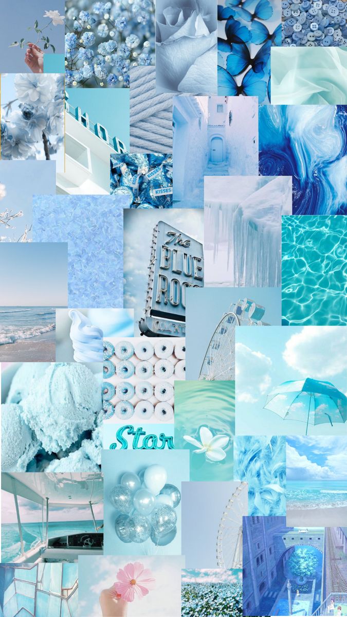 light blue collage. Girl iphone wallpaper, Blue wallpaper iphone, Beautiful summer wallpaper